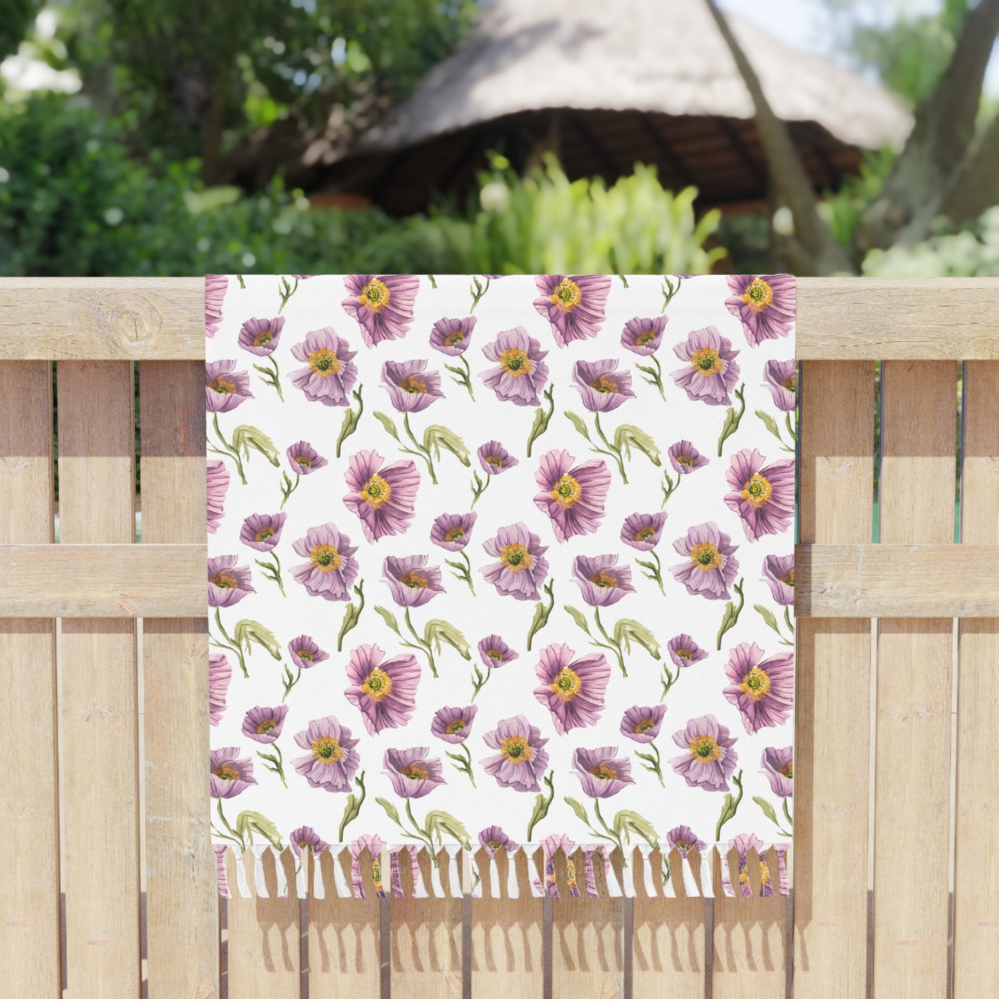 Boho Beach Cloth - Lilac Poppies