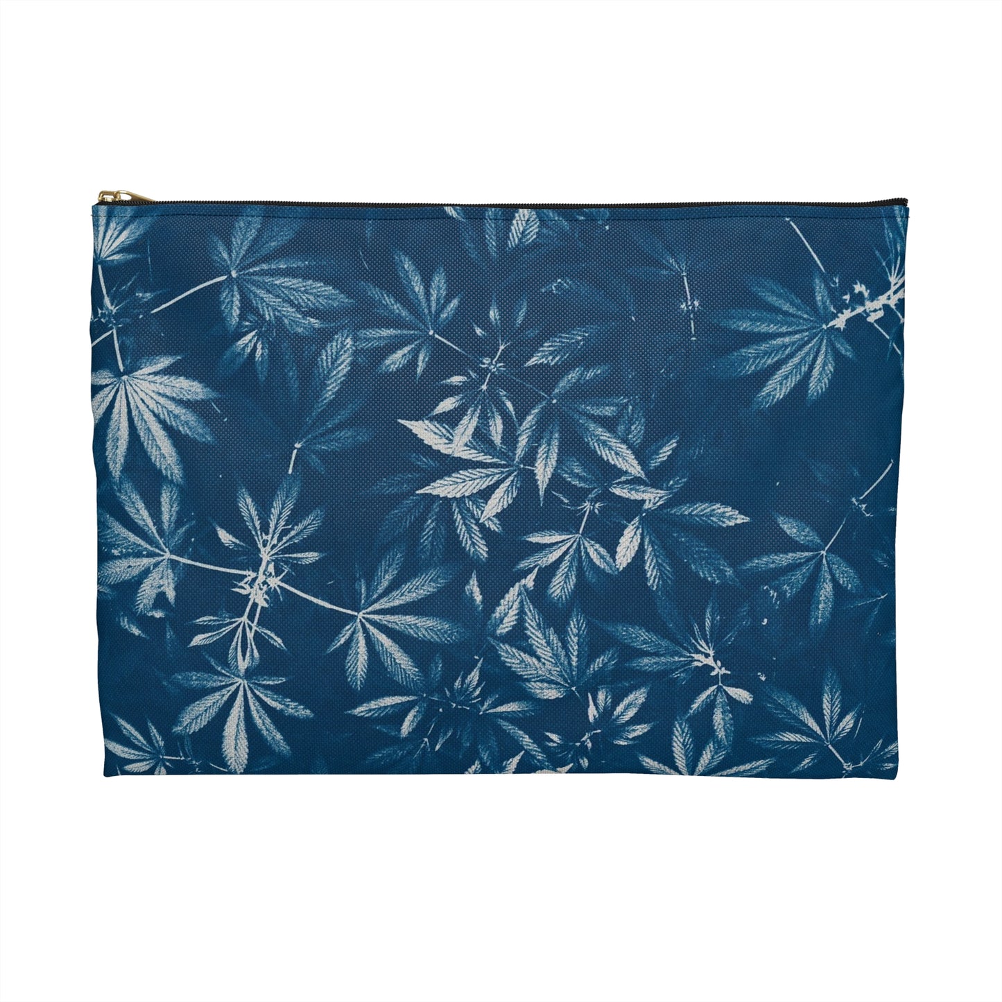 Flat Accessory Pouch - Cannabis Cyanotype Field on Grey