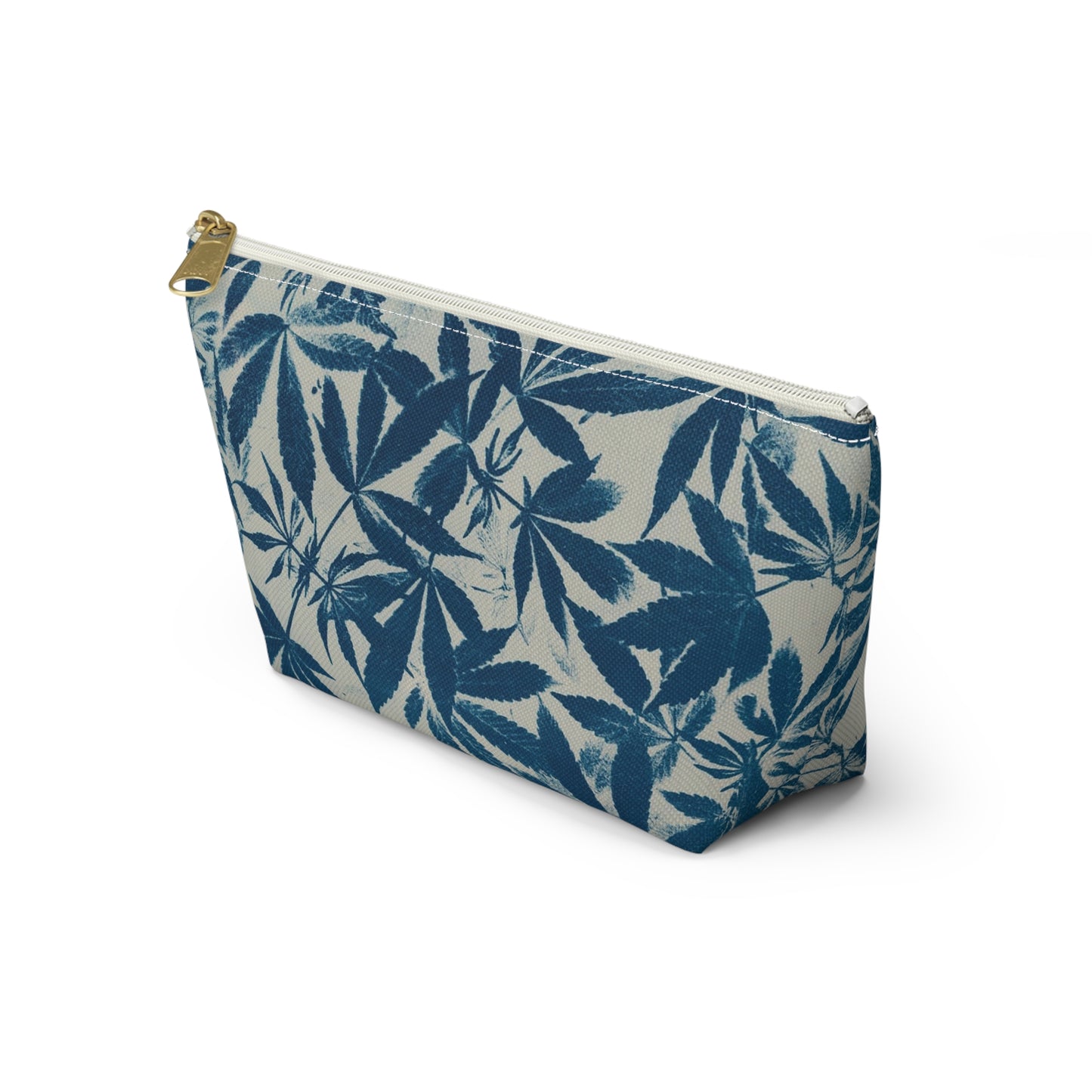 Roomy Accessory Pouch - Cyanotype on Ivory Print