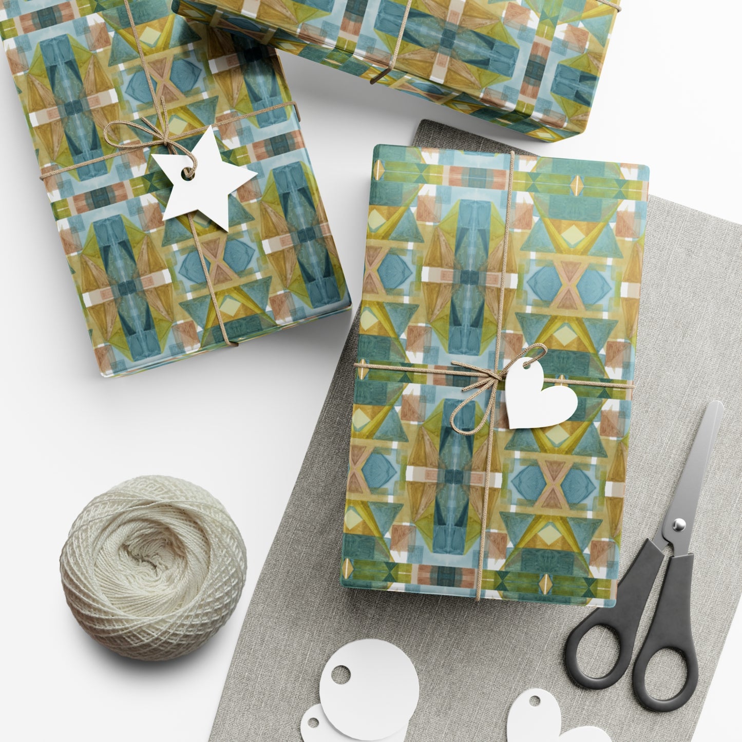 Gift Wrap Papers - Painterly Plaid, Cool Colors Wrapping Paper