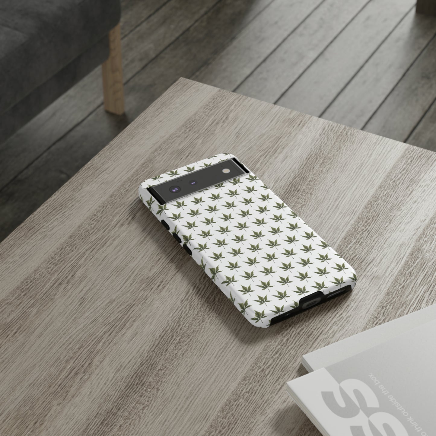 Tough Cell Phone Cases - Mini Cannabis Leaf on White