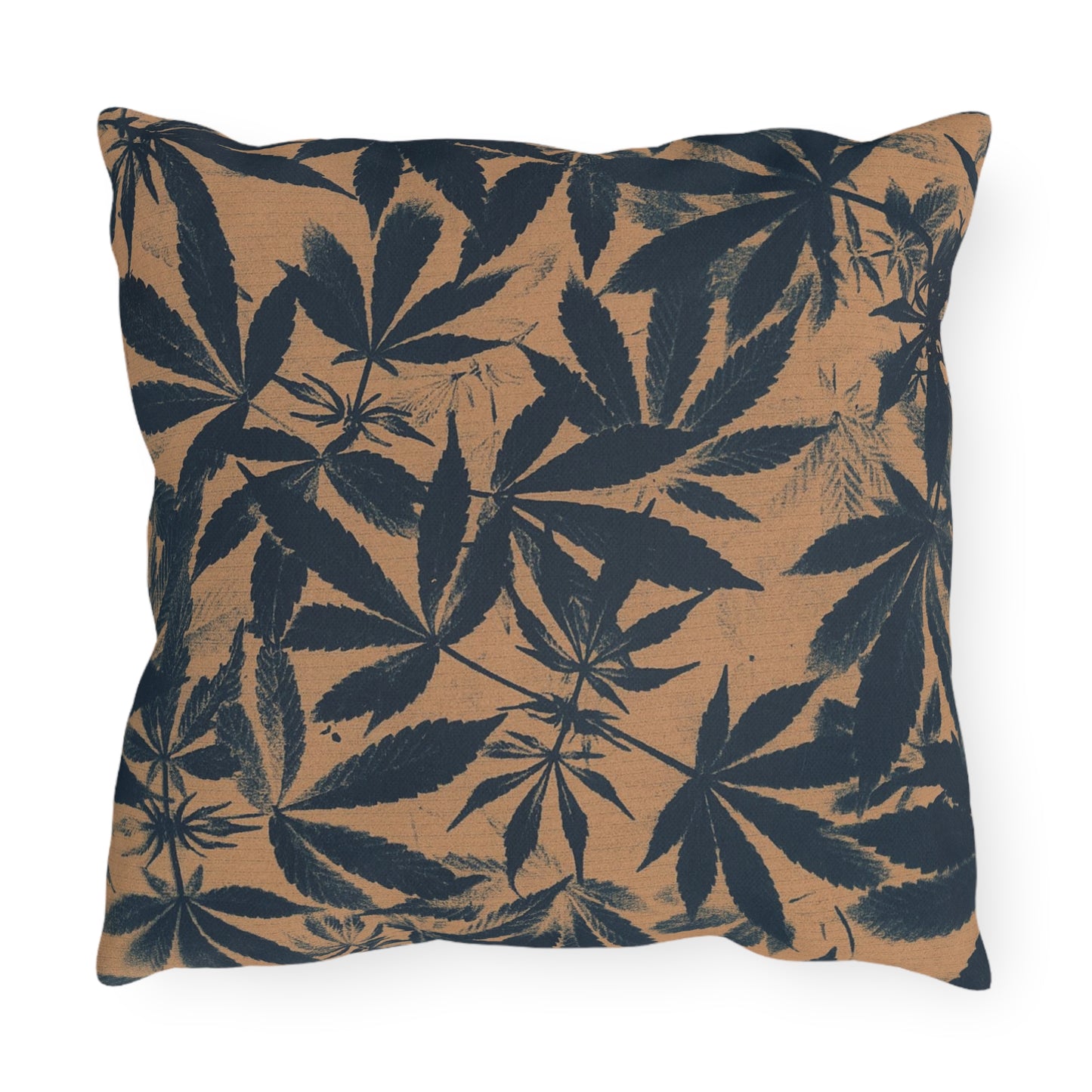 Outdoor Decorative Pillows - UV/H2O/Mildew Resistant - Cannabis Field Cyanotype on Amber Print