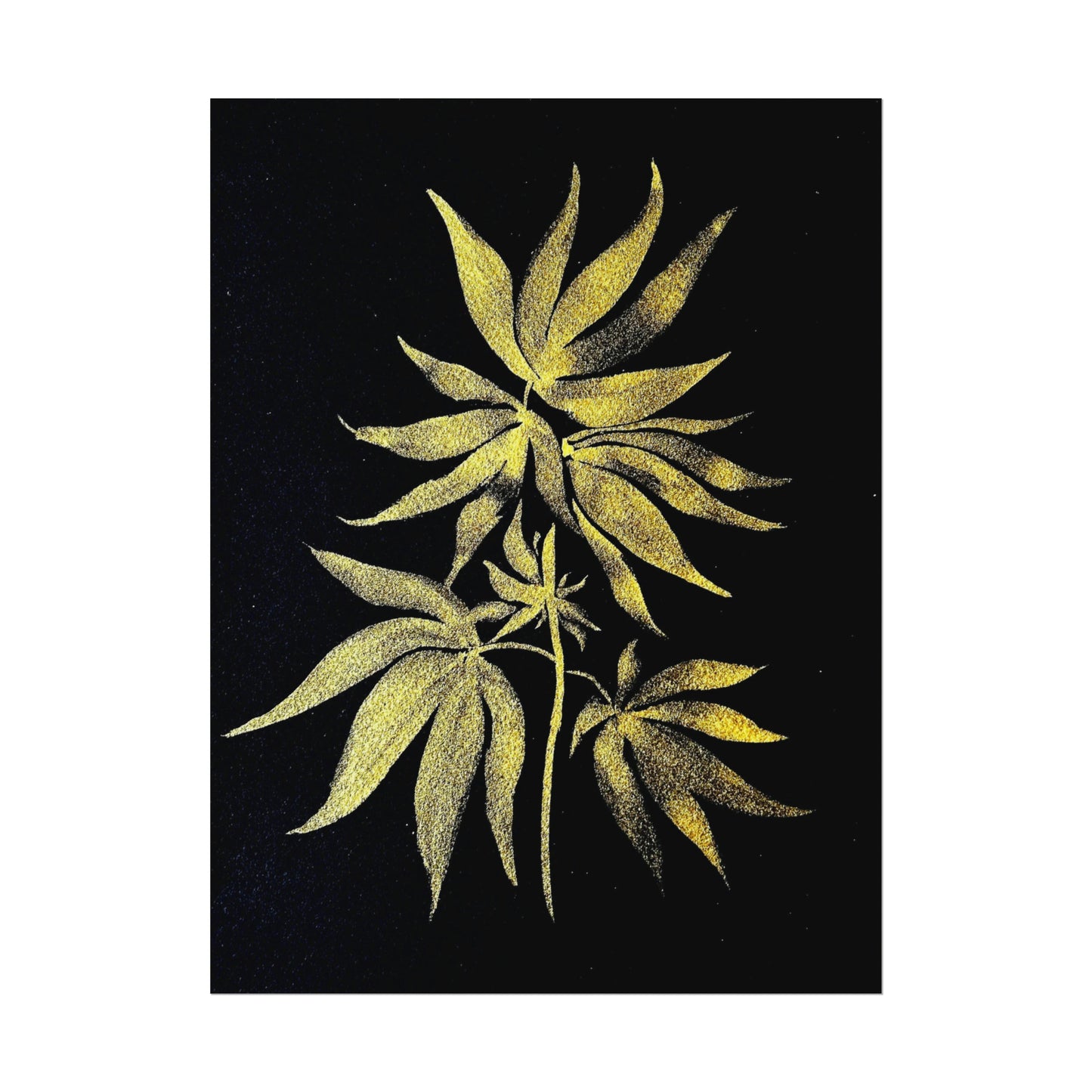 Fine Art Reproductions - Archival, Textured Watercolor Matte Prints - Gold Cannabis Plant