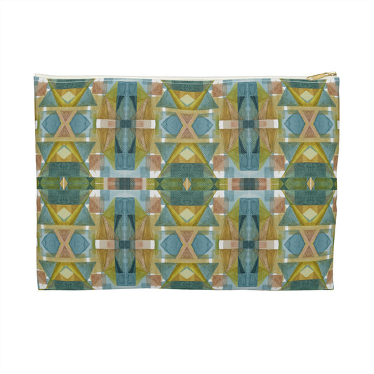 Flat Accessory Pouch - Painterly Plaid, Cool Colors