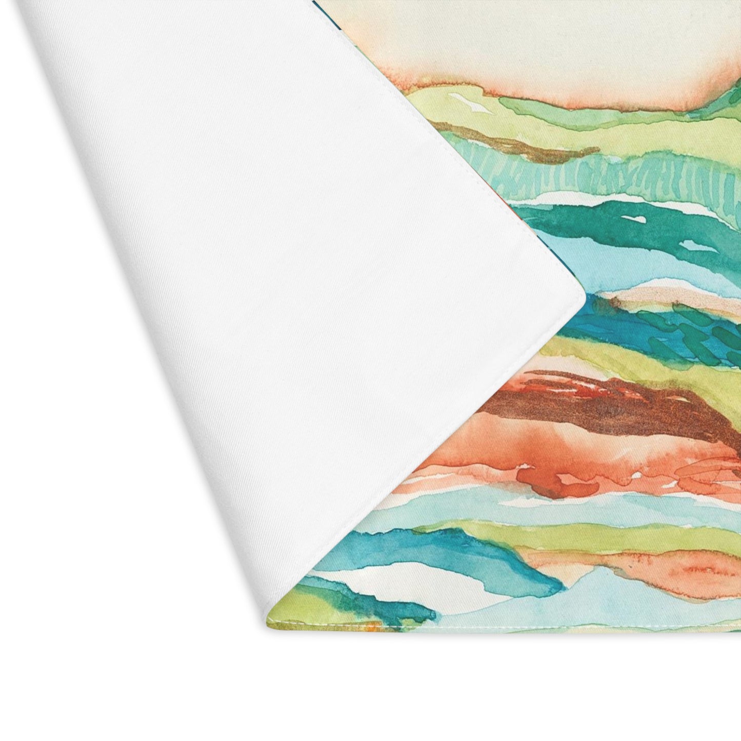 100% Cotton Placemat, 1pc - Watercolor Mountain Landscape