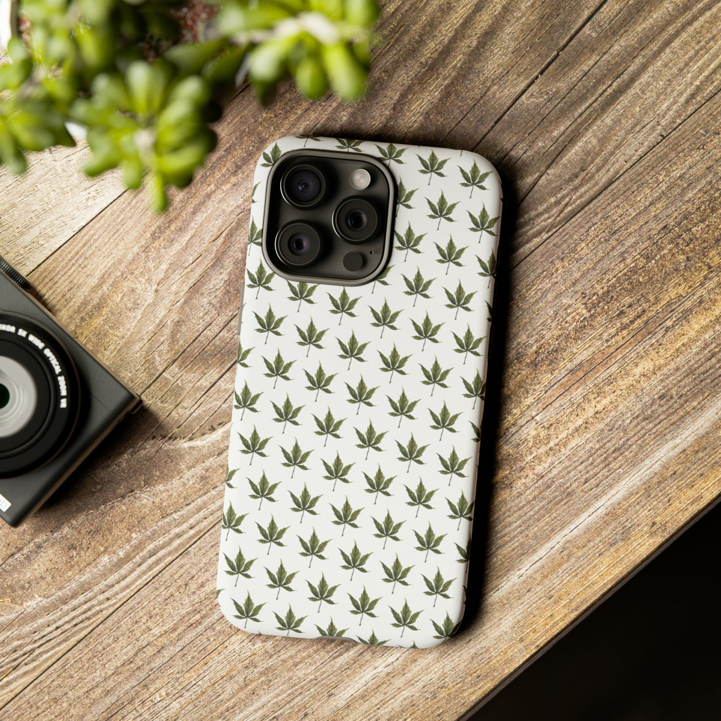 Tough Cell Phone Cases - Mini Cannabis Leaf on White