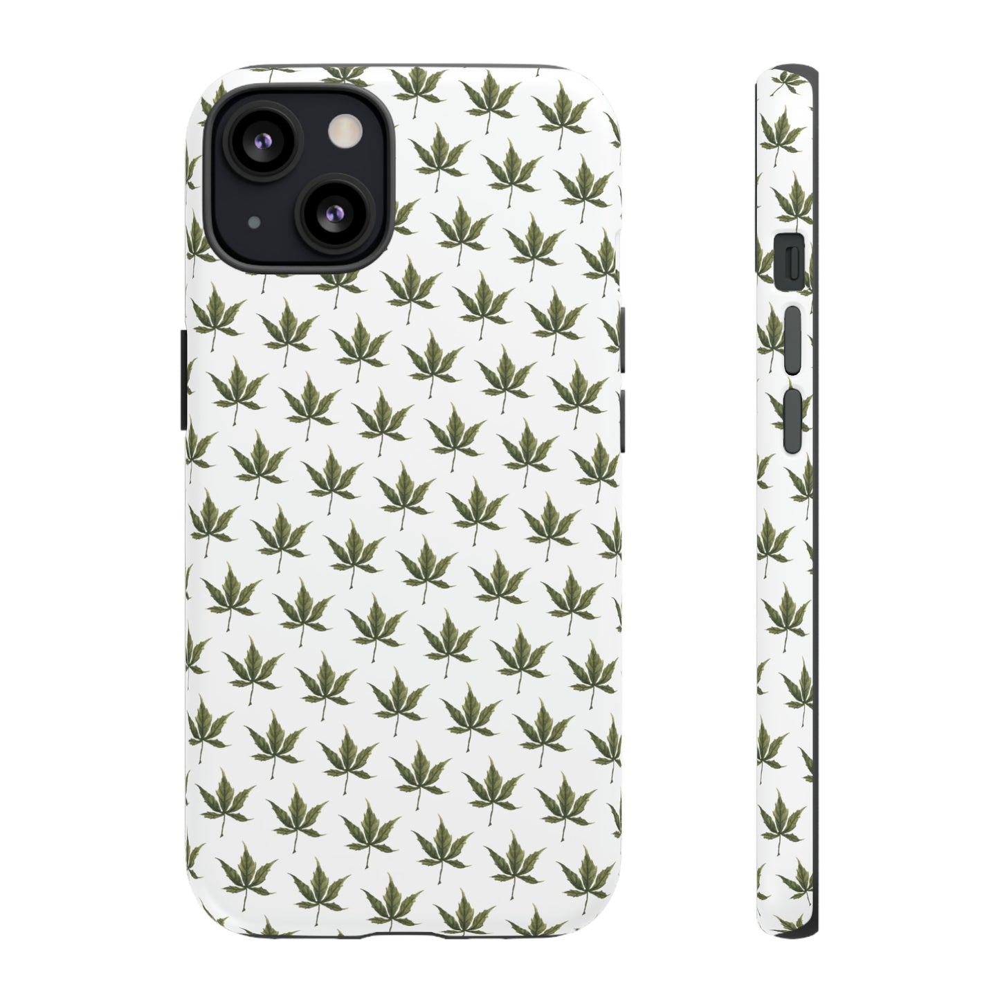 Tough Cell Phone Cases - Mini Cannabis Leaf on White