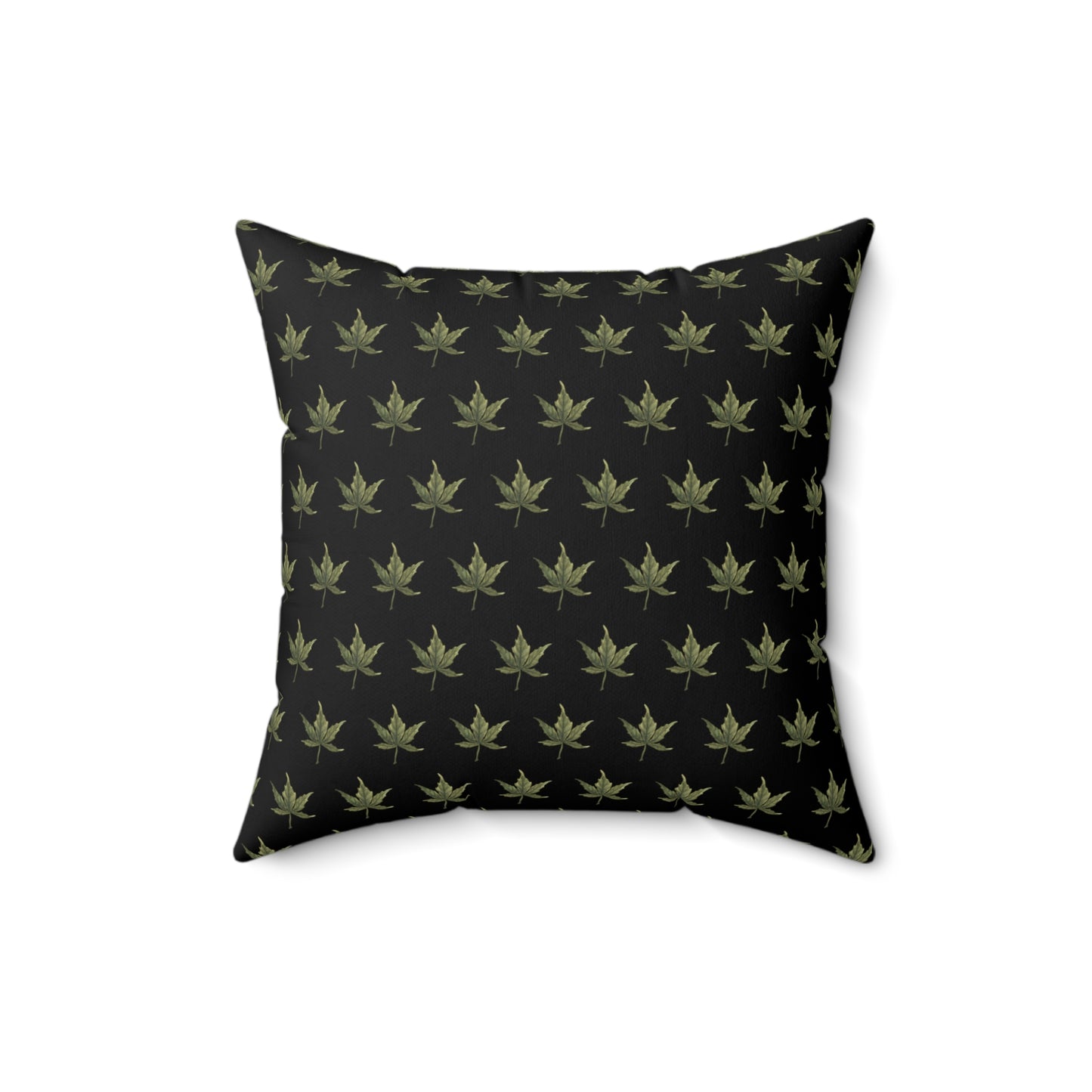 Faux Suede Square Pillow - Mini Cannabis Leaf on Black