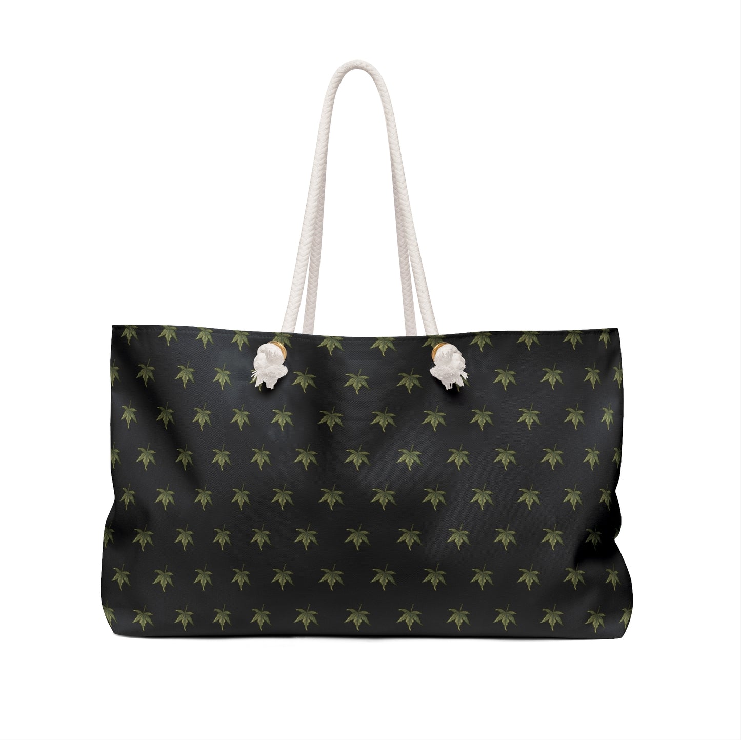 Oversized Weekender Bag - Mini Cannabis Leaf on Black