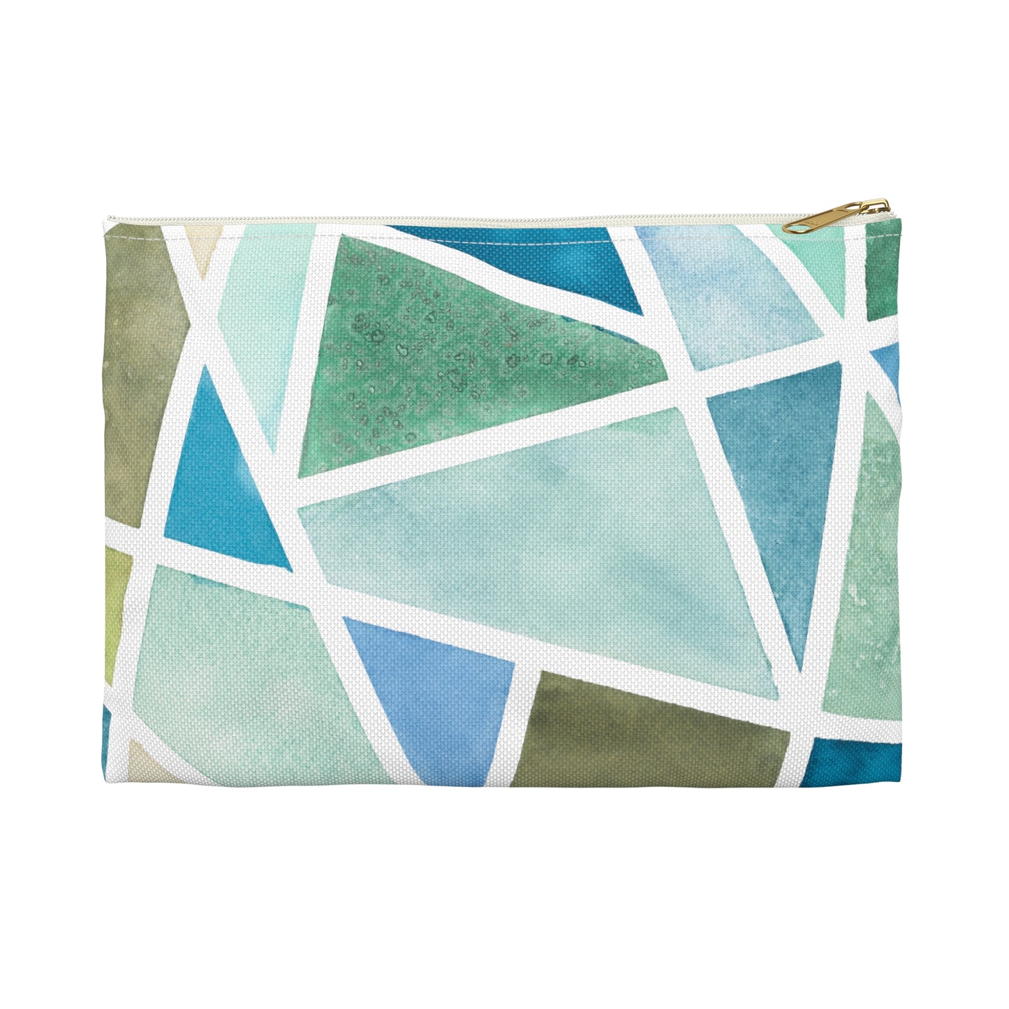 Flat Accessory Pouch - Geo Blues & Greens