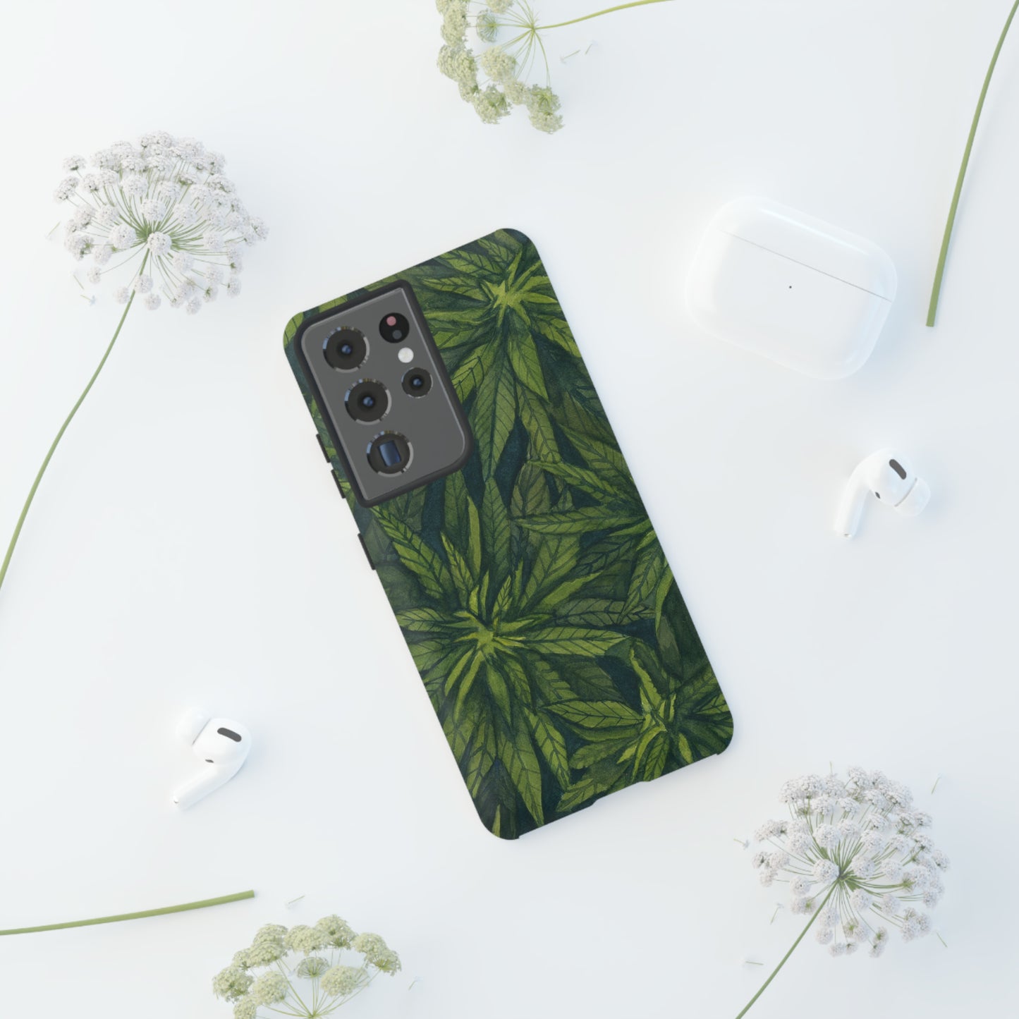 Tough Cell Phone Cases - Watercolor Cannabis Field