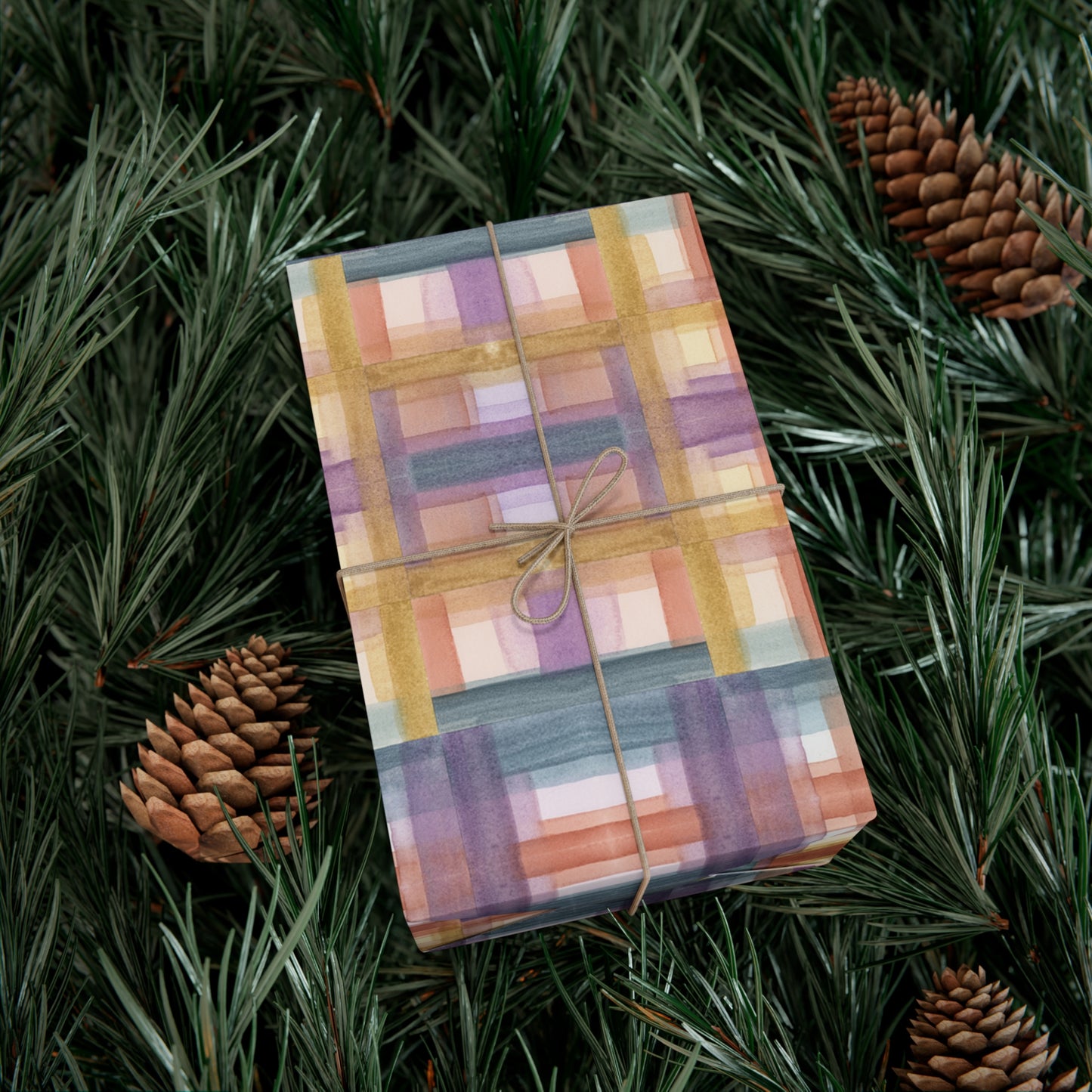 Gift Wrap Papers - Painterly Plaid, Warm Colors Wrapping Paper