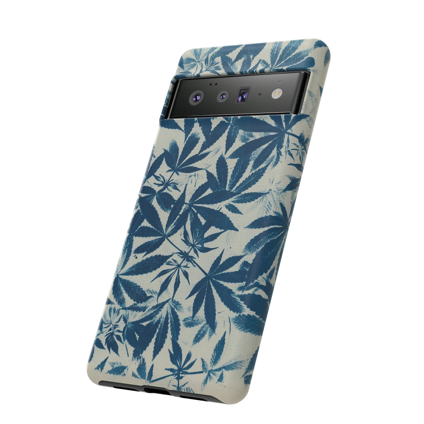 Tough Cell Phone Cases -Cannabis Field Cyanotype on Ivory Print