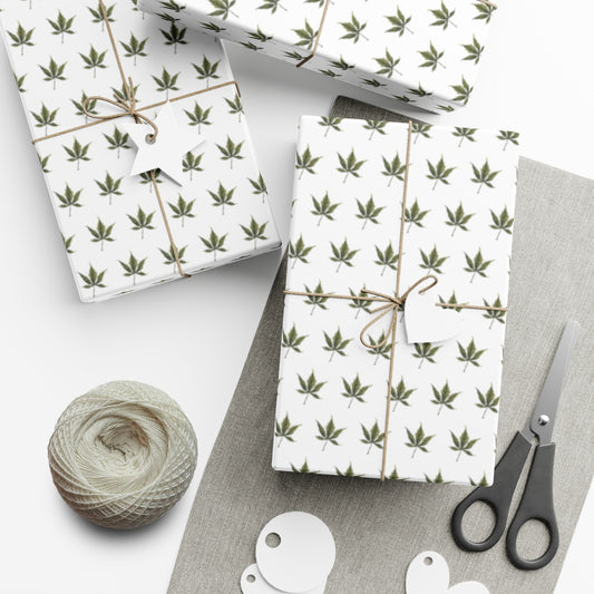 Gift Wrap Papers - Mini Cannabis Leaf Print Wrapping Paper Sheets