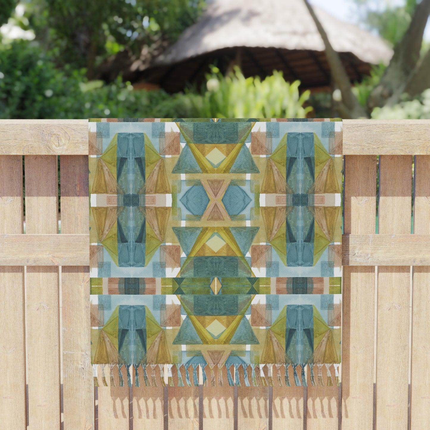 Boho Beach Cloth - Painterly Plaid, cool colors