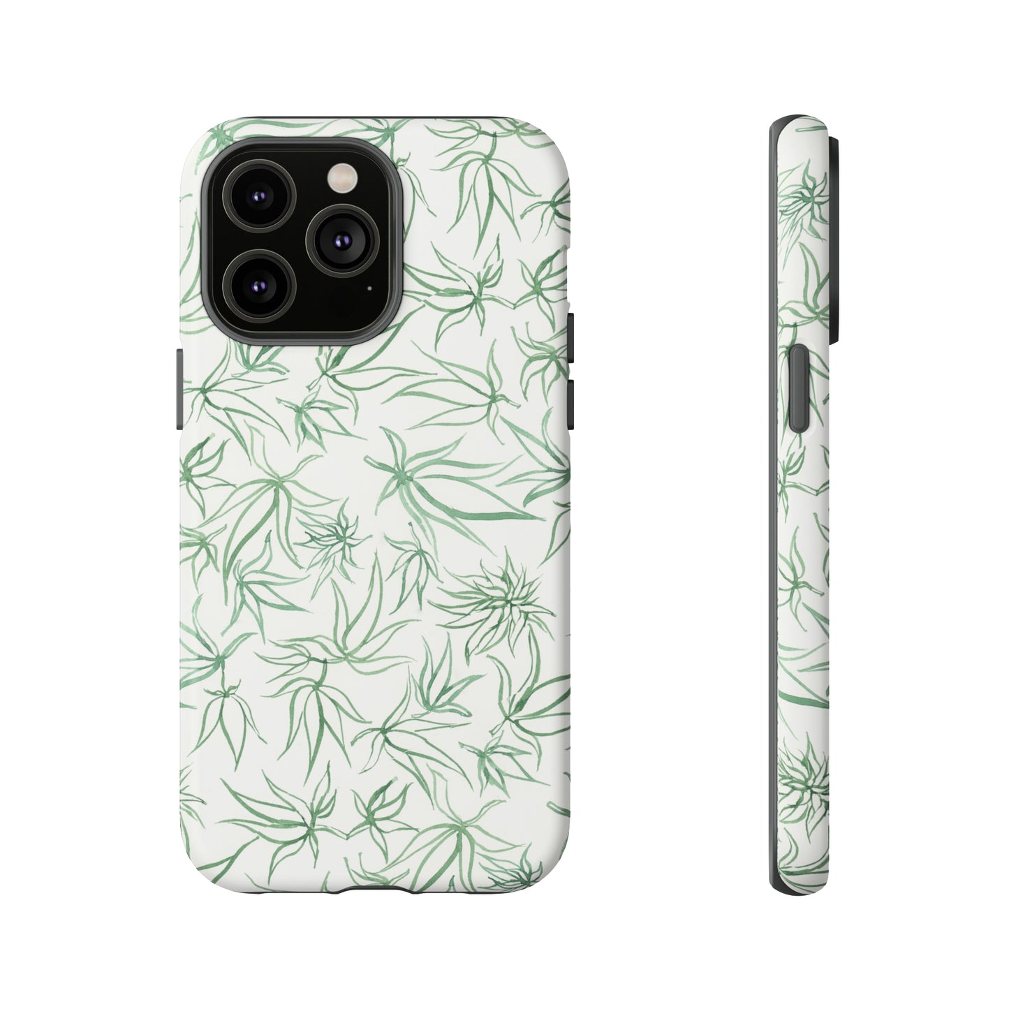 Tough Cell Phone Cases - Cannabis Sketches in Green