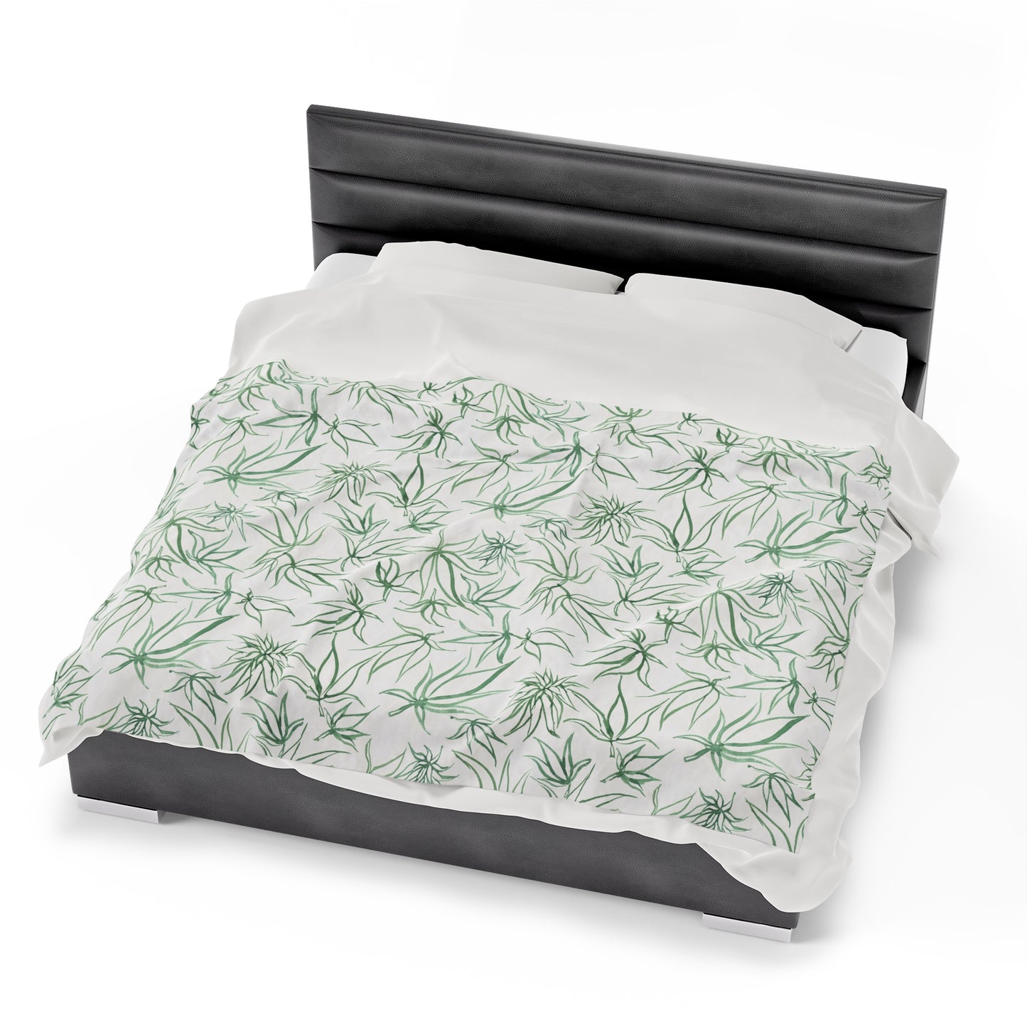 Velveteen Plush Blanket - Sketches in Green