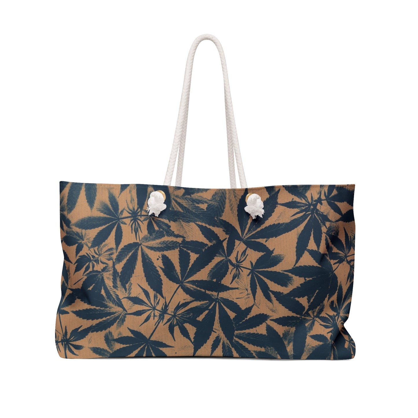 Oversized Weekender Bag - Cannabis Field Cyanotype on Amber Print