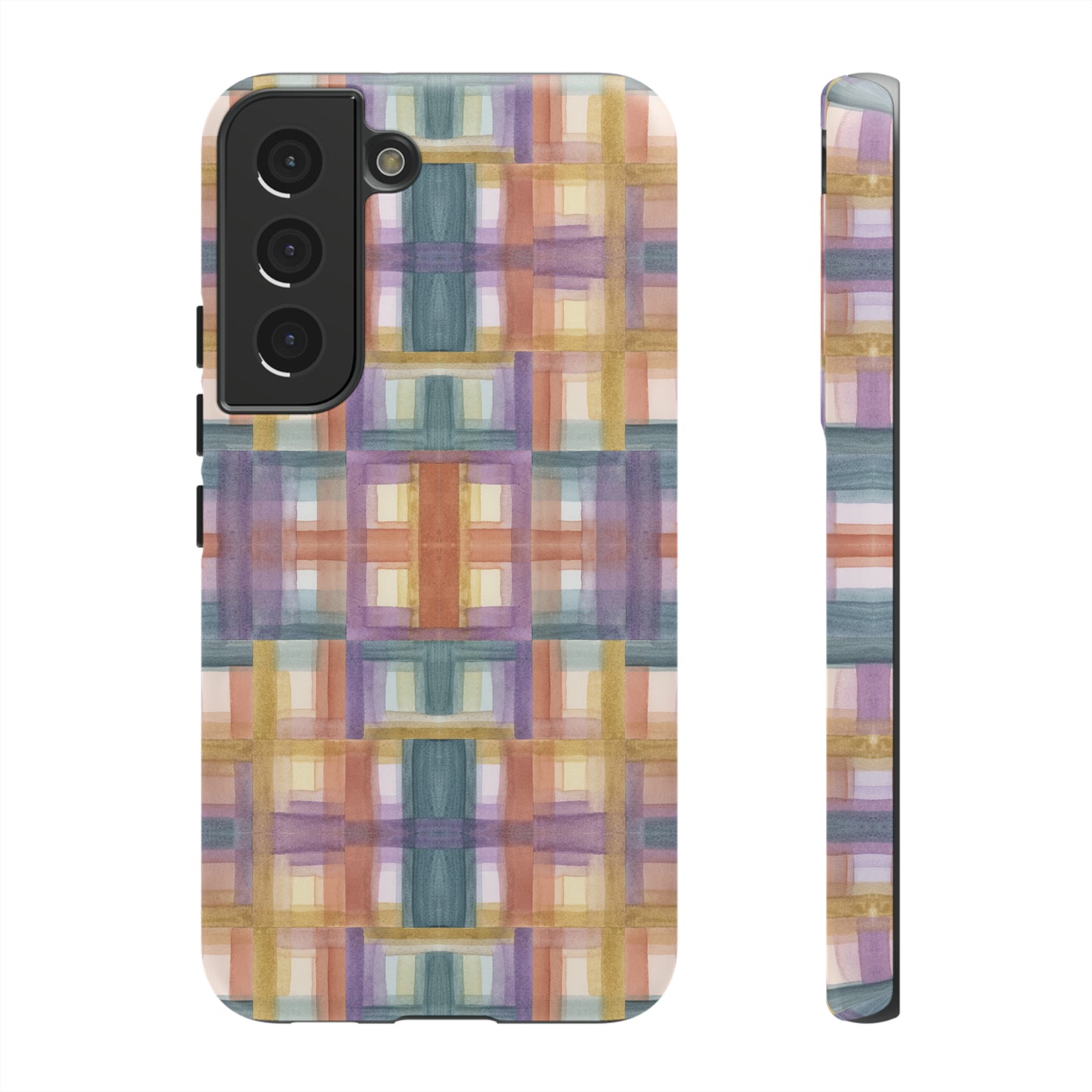 Tough Cell Phone Cases - Painterly Plaid, Warm Colors