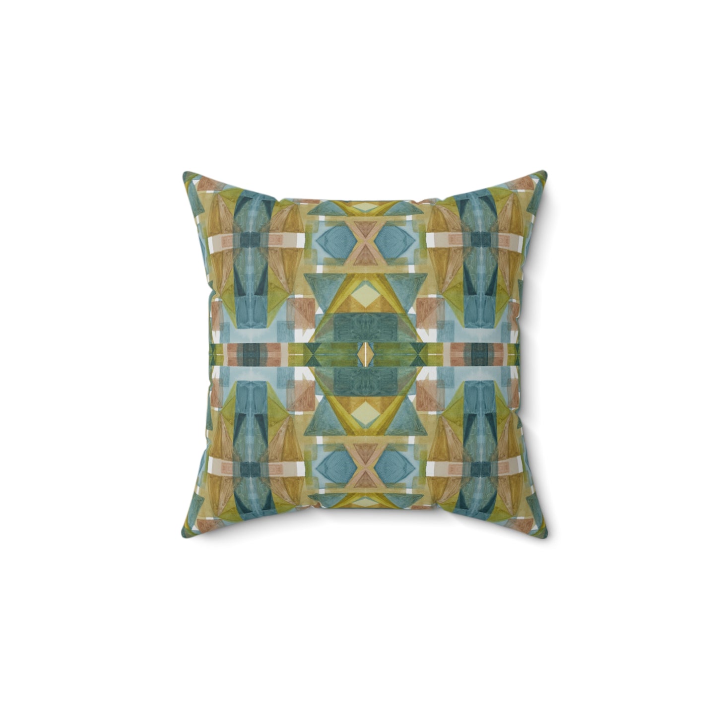 Faux Suede Square Pillow - Painterly Plaid, Cool Colors