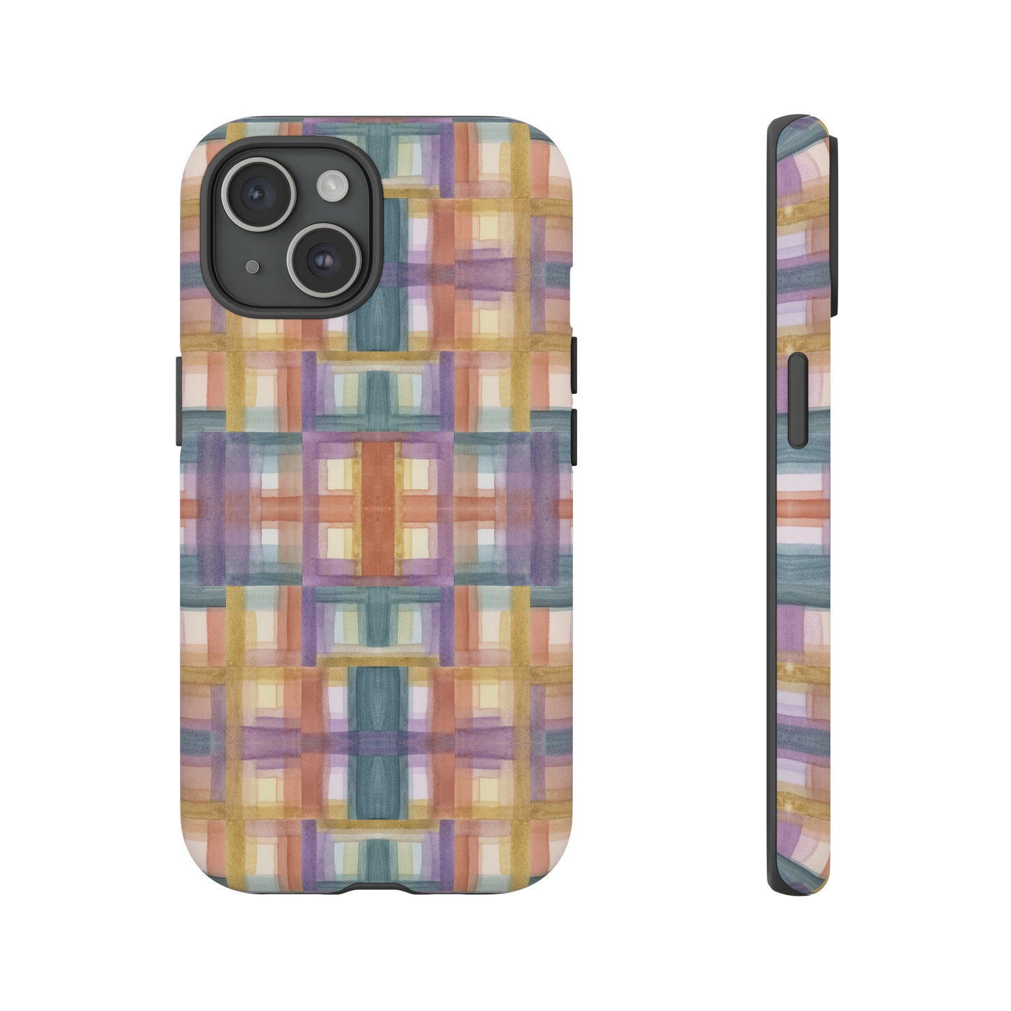 Tough Cell Phone Cases - Painterly Plaid, Warm Colors