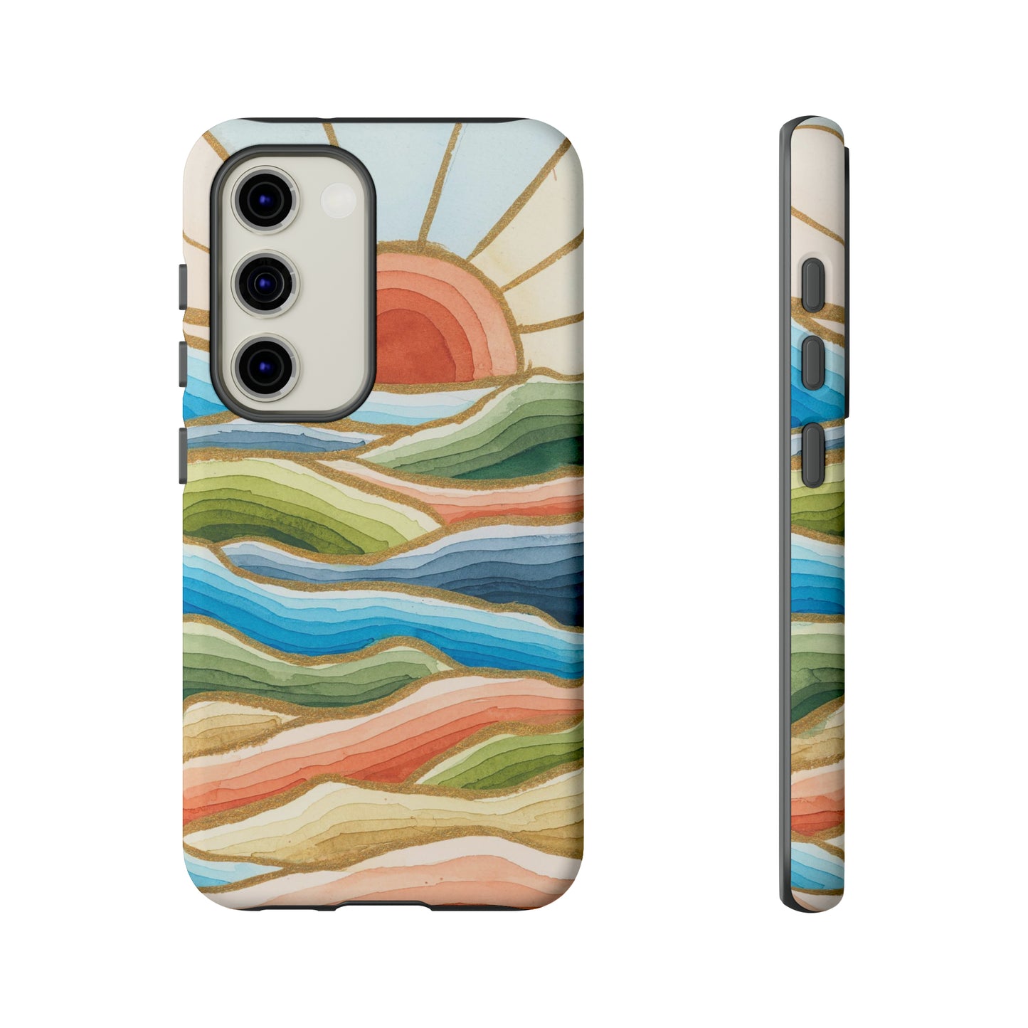 Tough Cell Phone Cases - Red Twilight Landscape