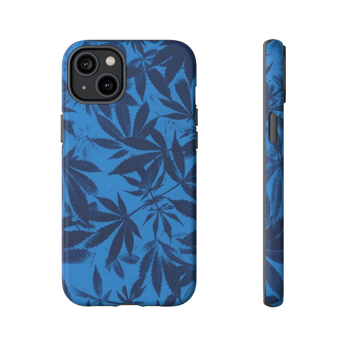 Tough Cell Phone Cases - Cyanotype on Bright Blue Print