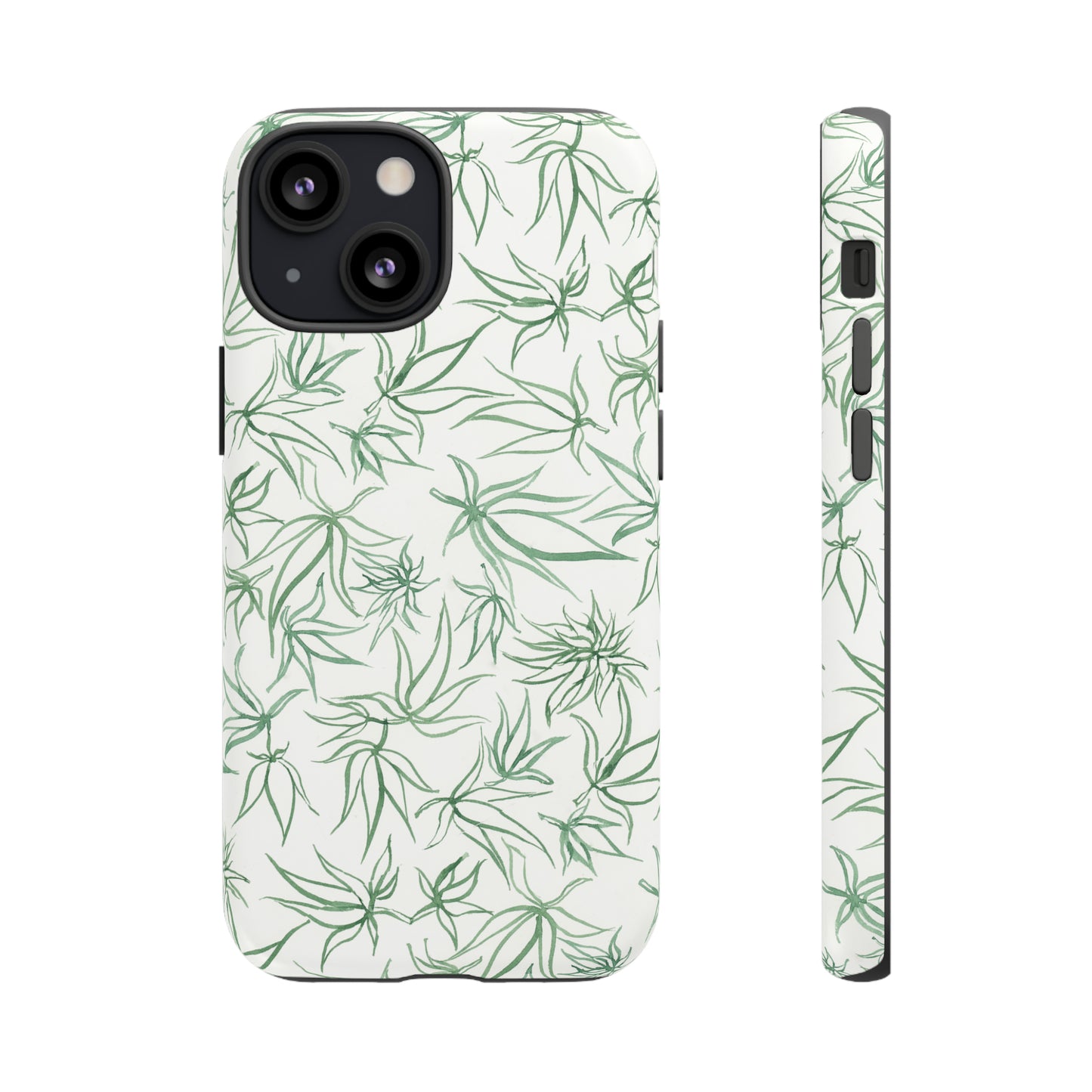 Tough Cell Phone Cases - Cannabis Sketches in Green