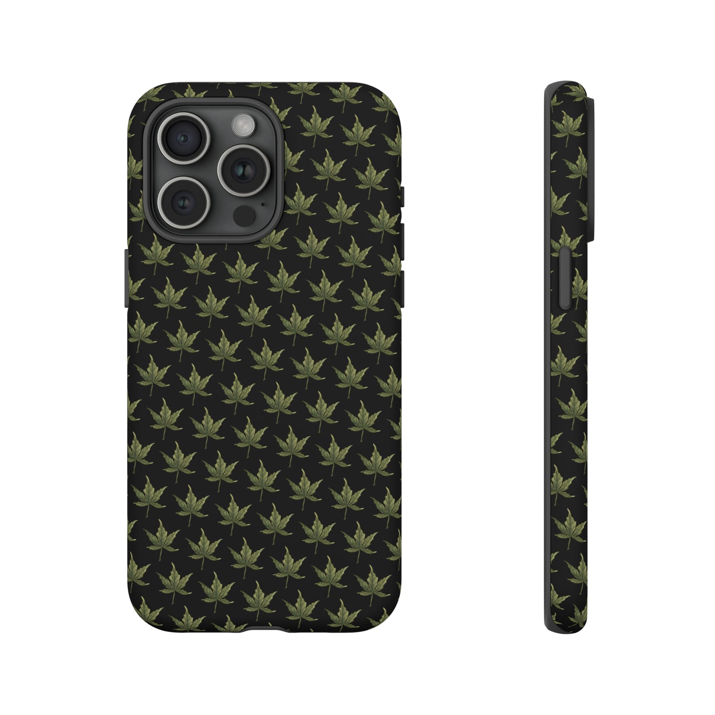 Tough Cell Phone Cases - Mini Cannabis Leaf on Black