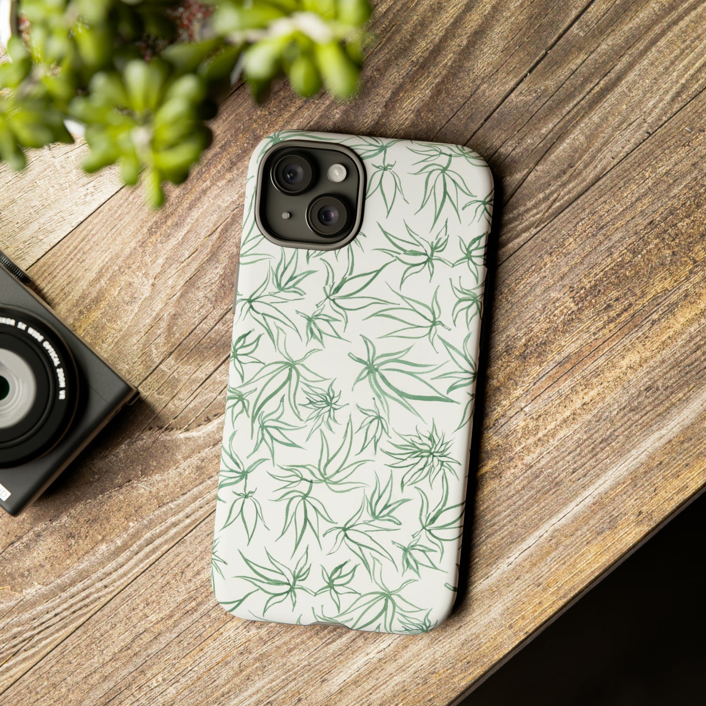 Tough Cell Phone Cases - Cannabis Sketches in Green