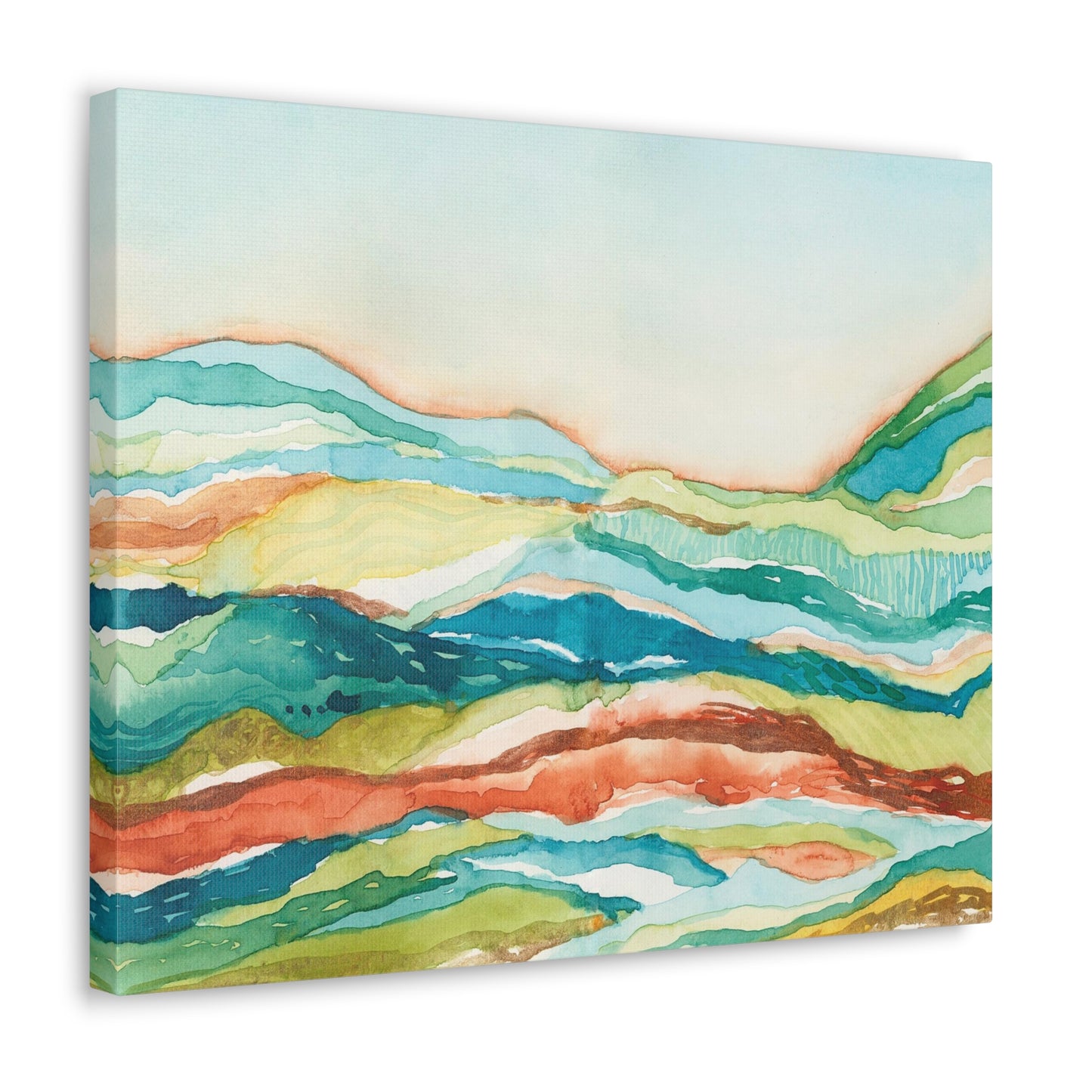 Canvas Gallery Wrap Prints - Abstract Watercolor Mountain Landscape