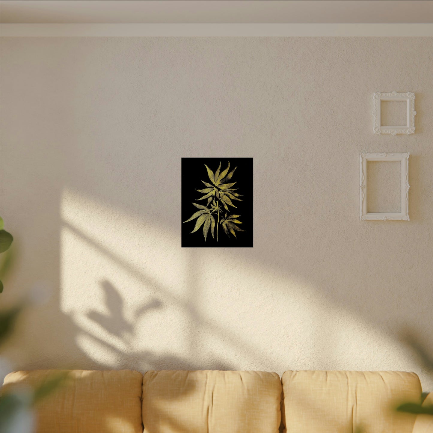 Fine Art Reproductions - Archival, Textured Watercolor Matte Prints - Gold Cannabis Plant