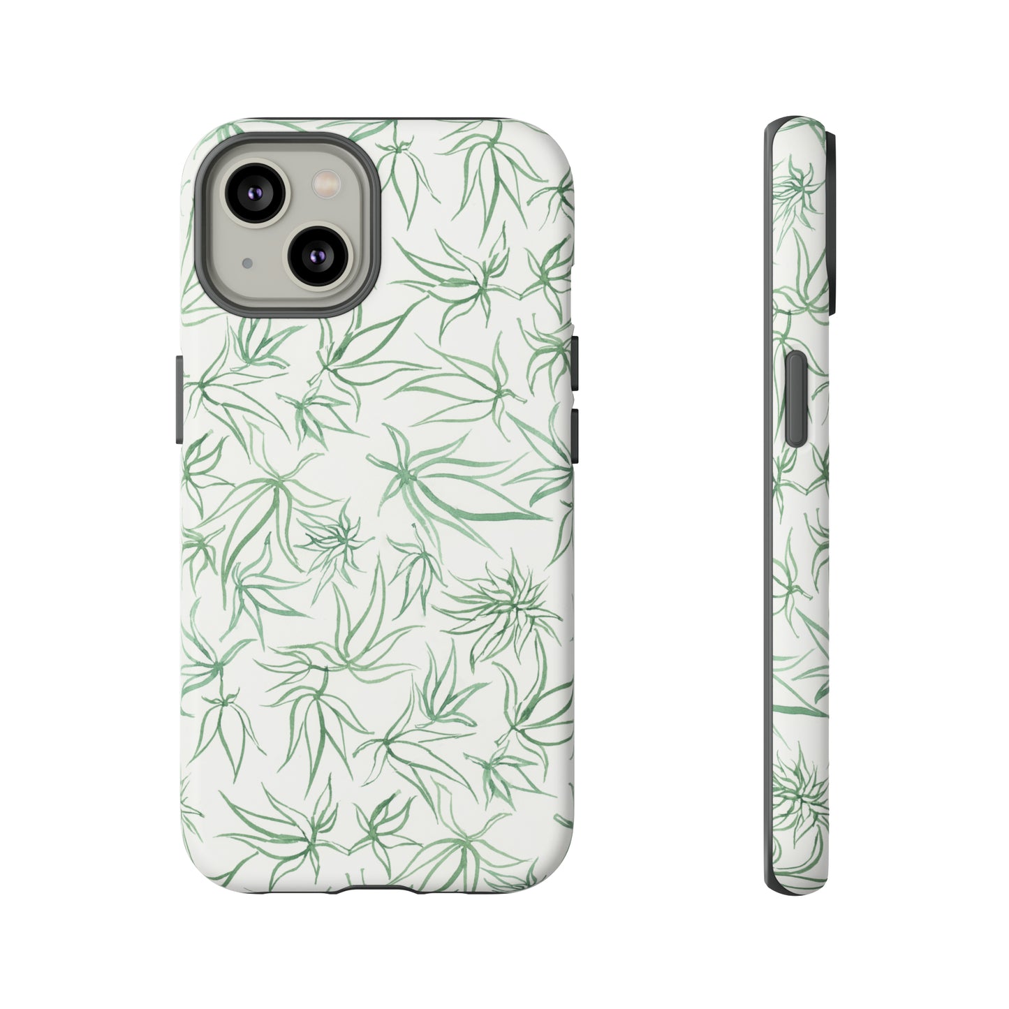 Tough Cell Phone Cases - Cannabis Sketches in Green