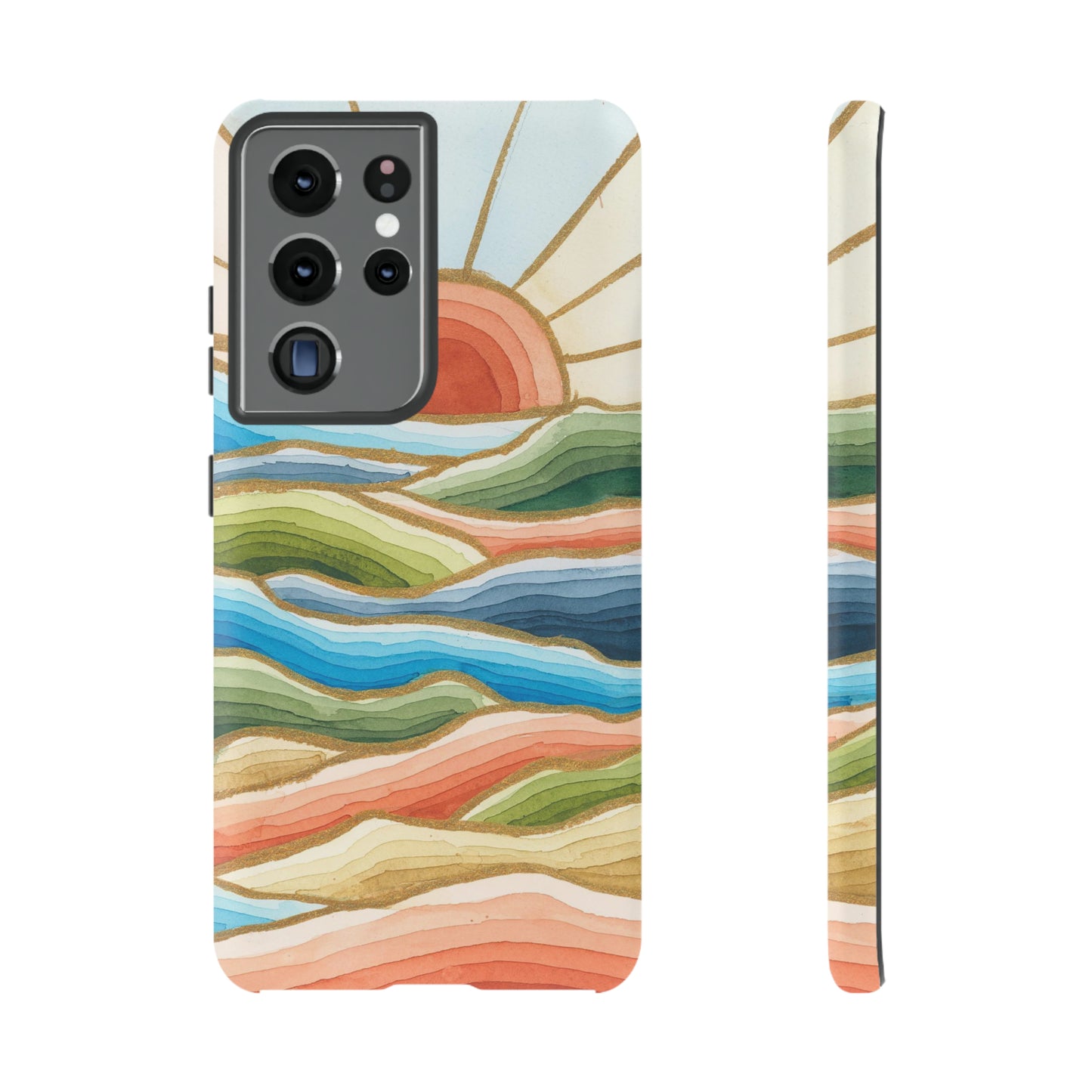 Tough Cell Phone Cases - Red Twilight Landscape