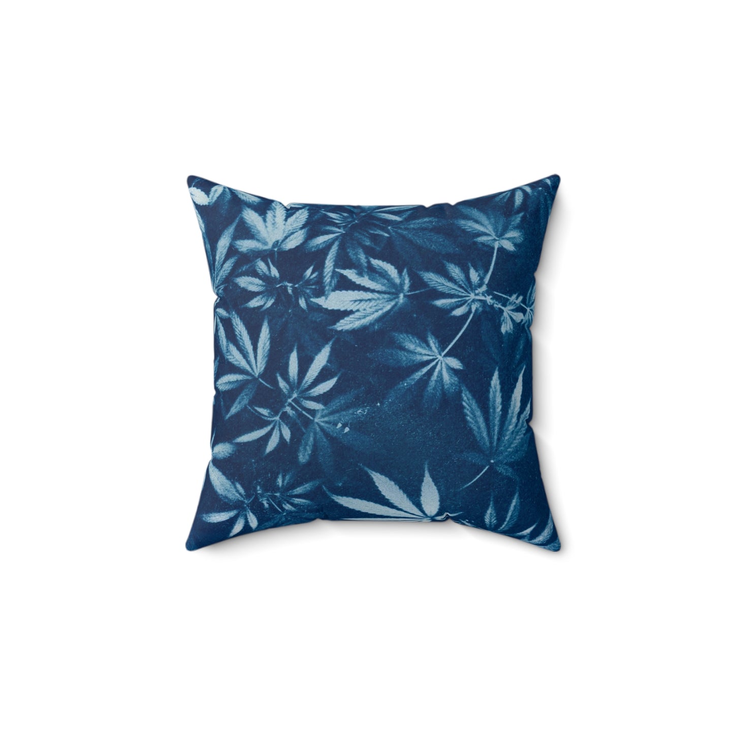 Faux Suede Square Pillow - Cyanotype Print 1