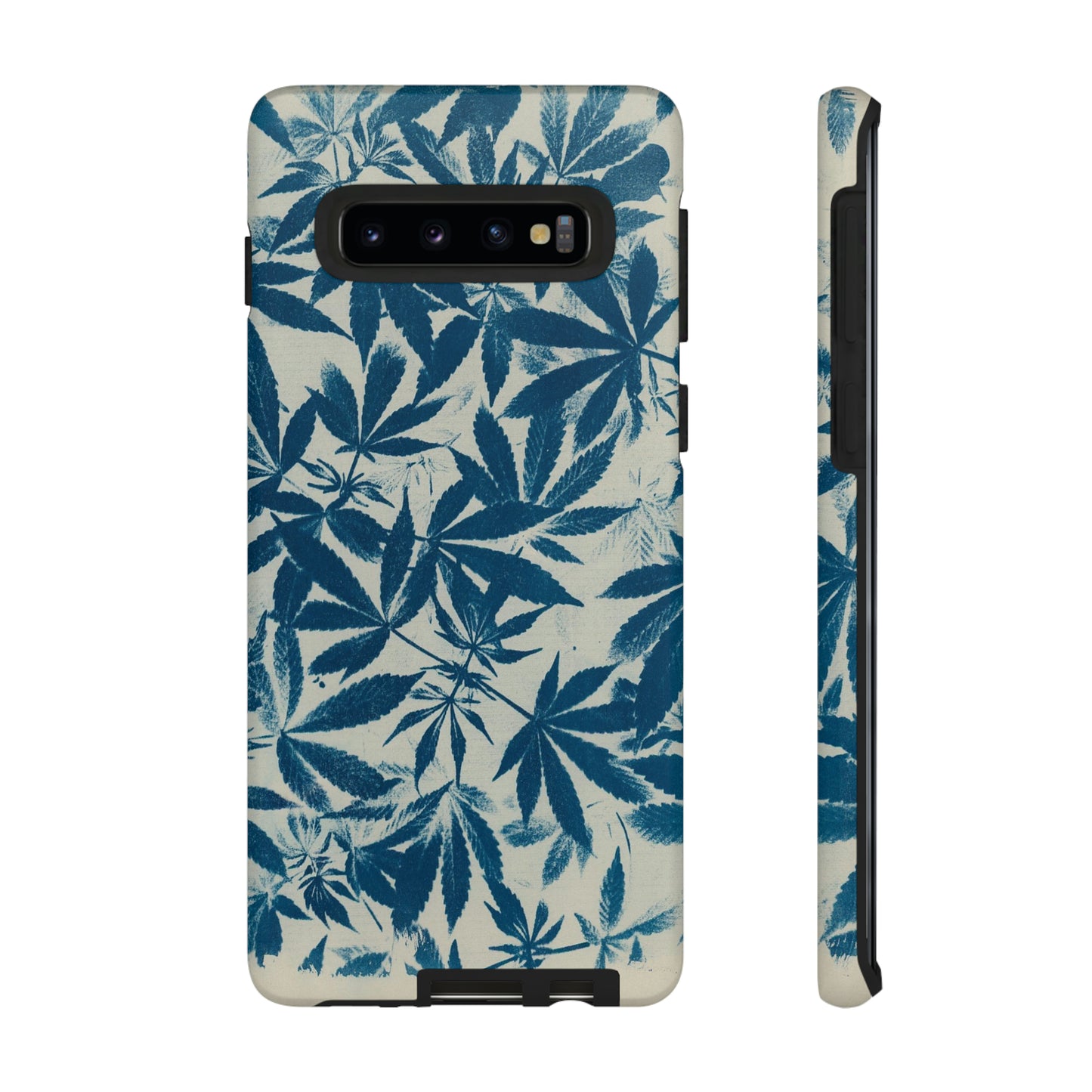 Tough Cell Phone Cases -Cannabis Field Cyanotype on Ivory Print