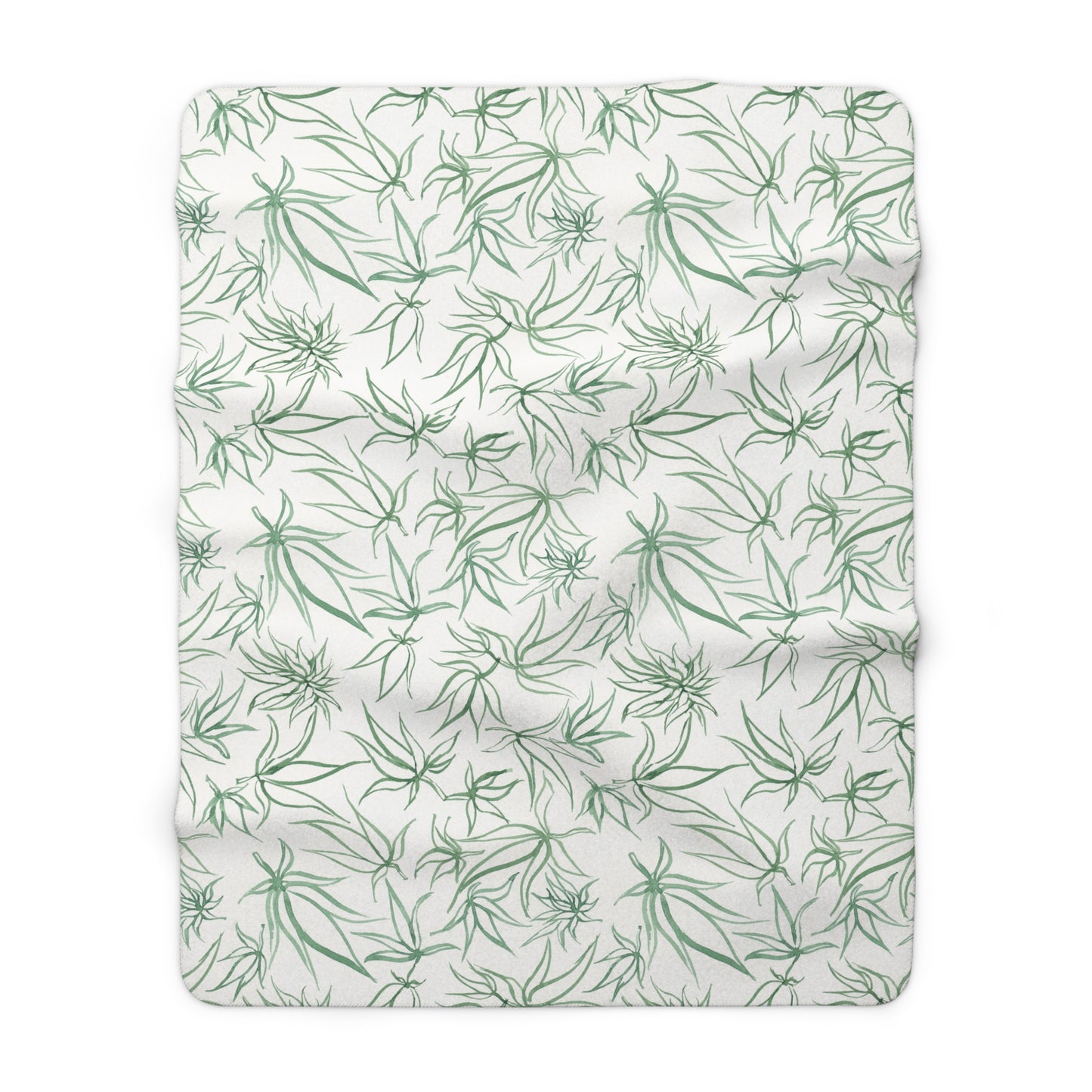 Sherpa Fleece Blanket - Sketches in Green