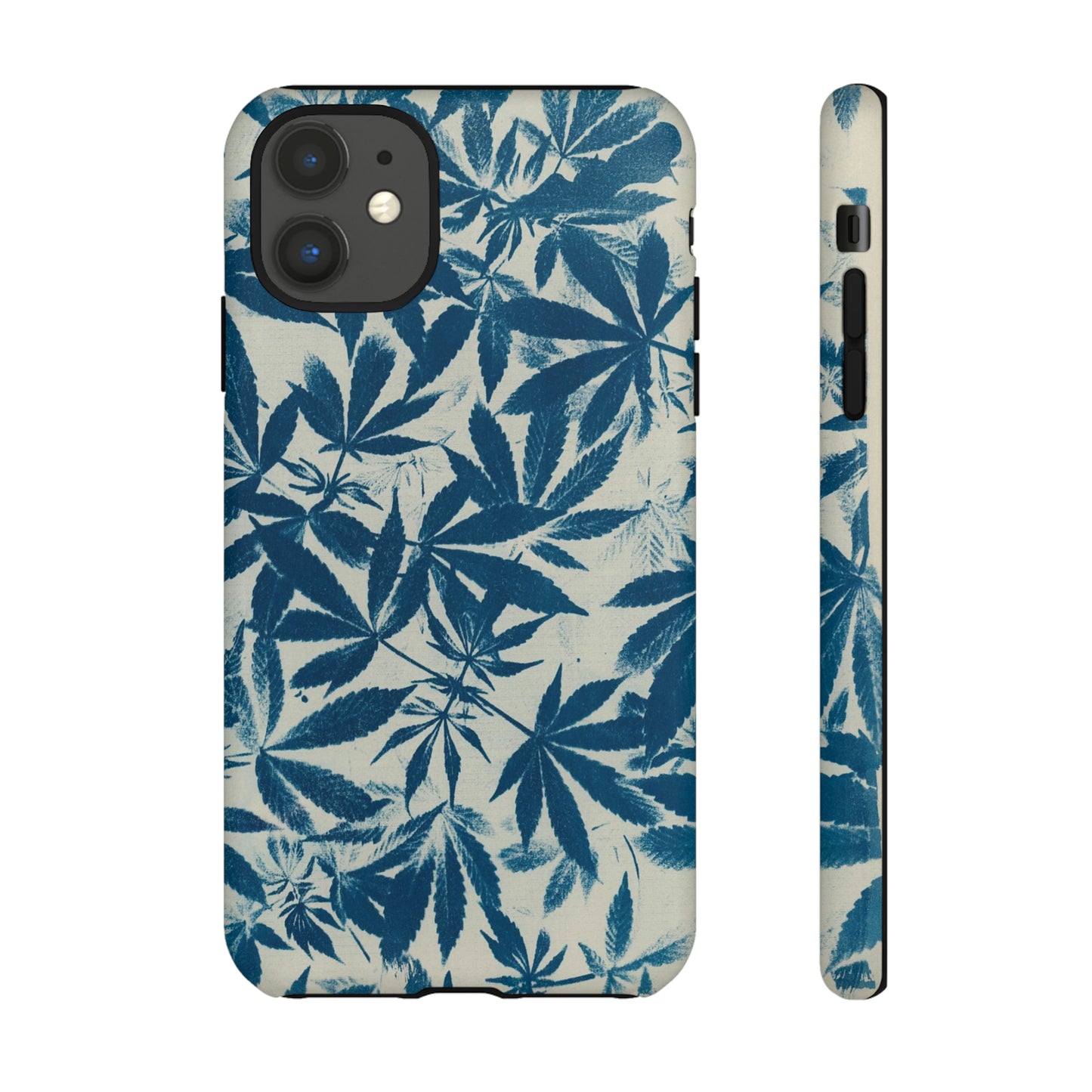 Tough Cell Phone Cases -Cannabis Field Cyanotype on Ivory Print