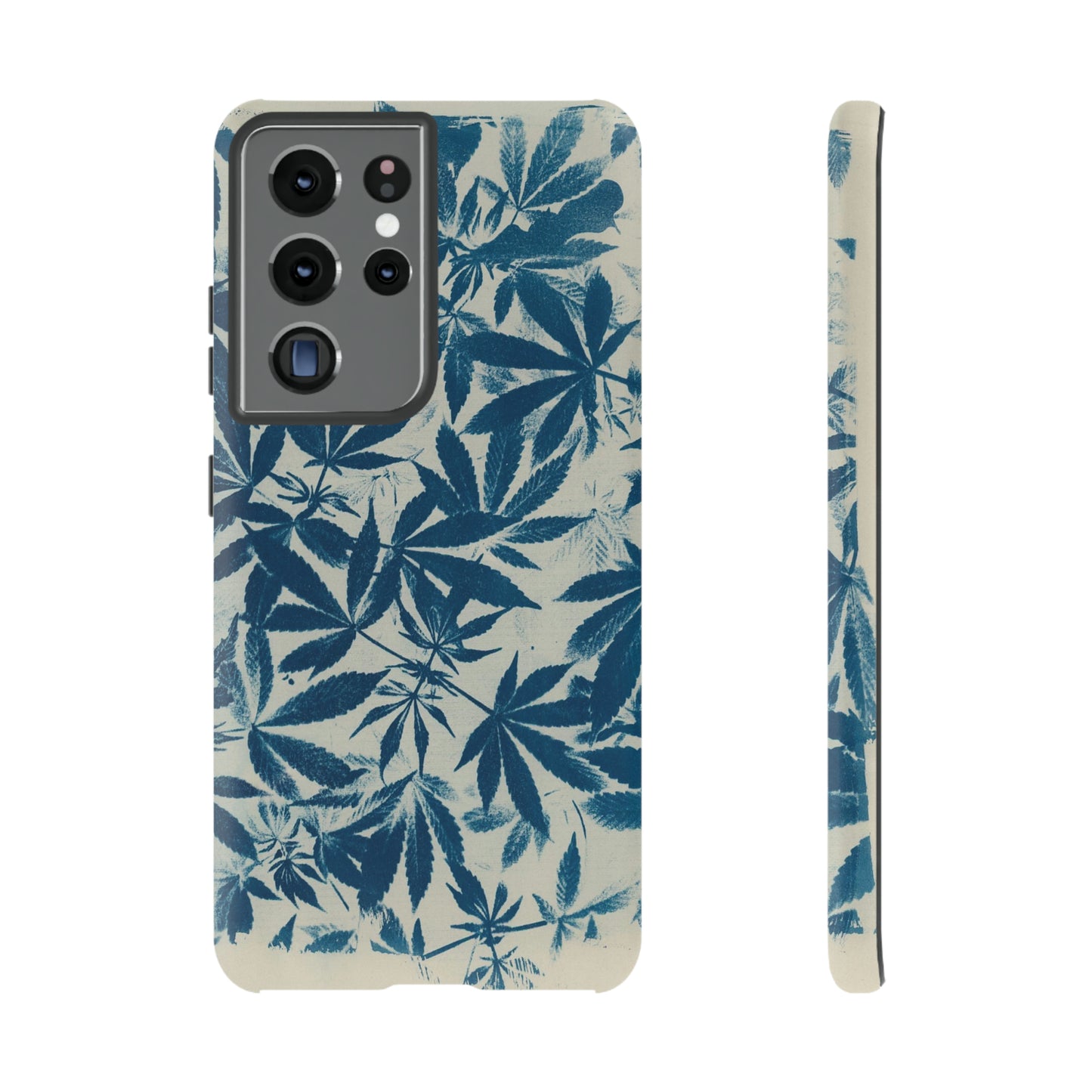 Tough Cell Phone Cases -Cannabis Field Cyanotype on Ivory Print