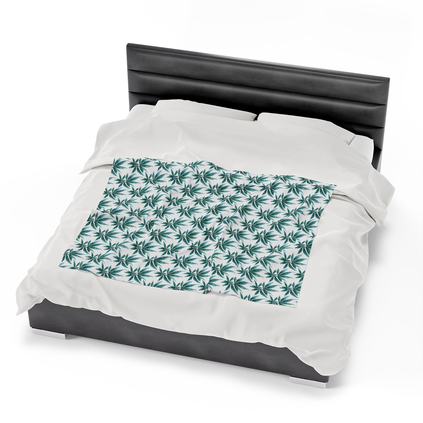 Velveteen Plush Blanket - Teal Dreamleaf