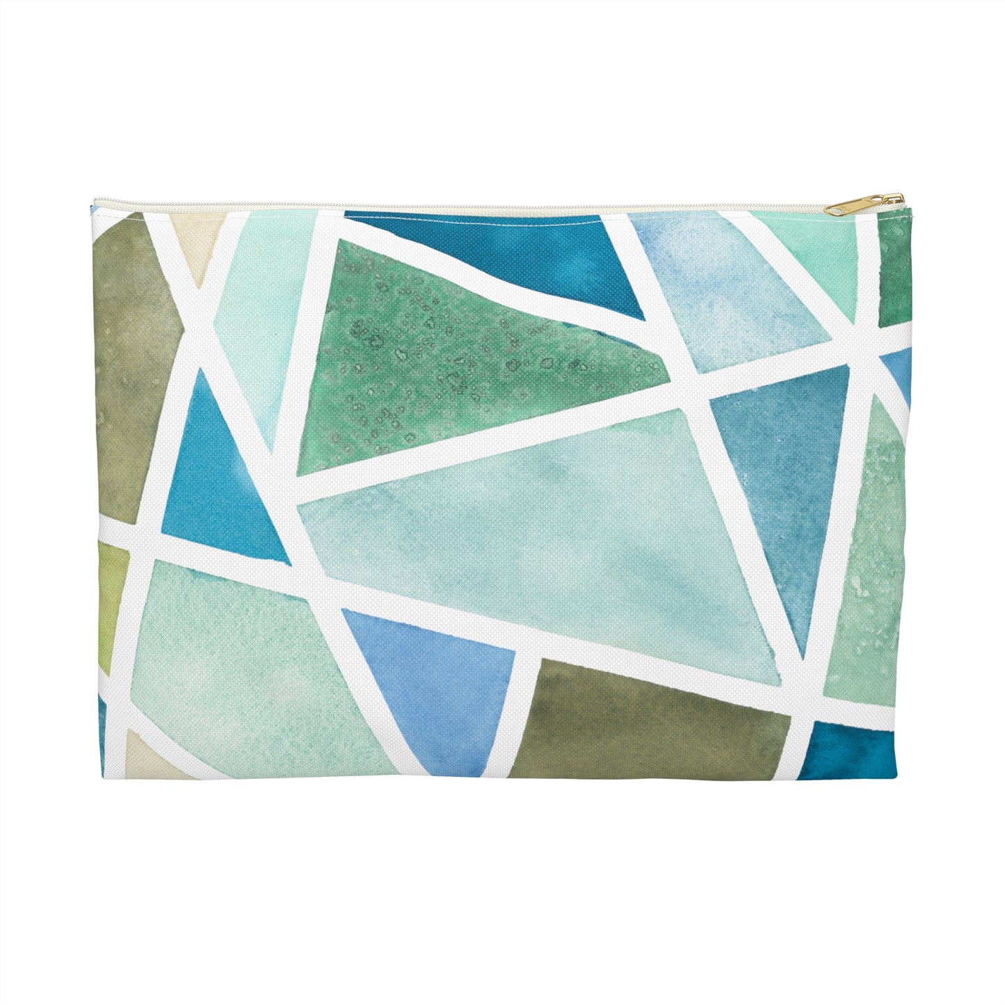 Flat Accessory Pouch - Geo Blues & Greens