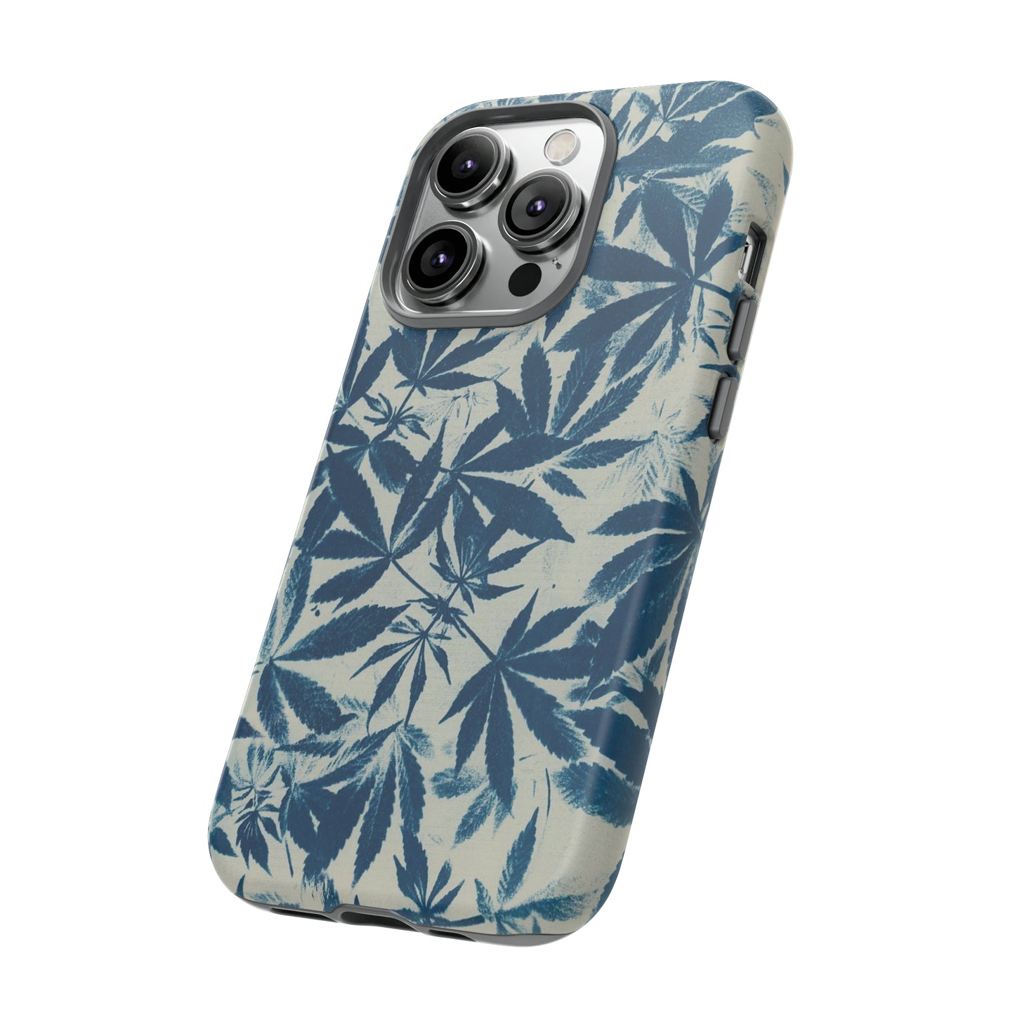 Tough Cell Phone Cases -Cannabis Field Cyanotype on Ivory Print