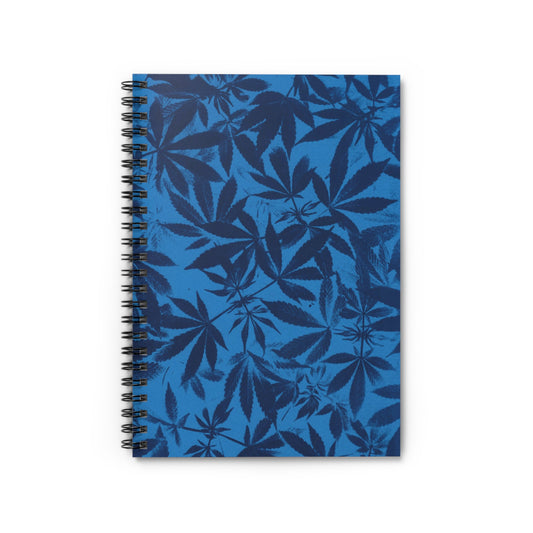 Spiral Notebook - Ruled Line - Cannabis Field Cyanotype on Bright Blue Print