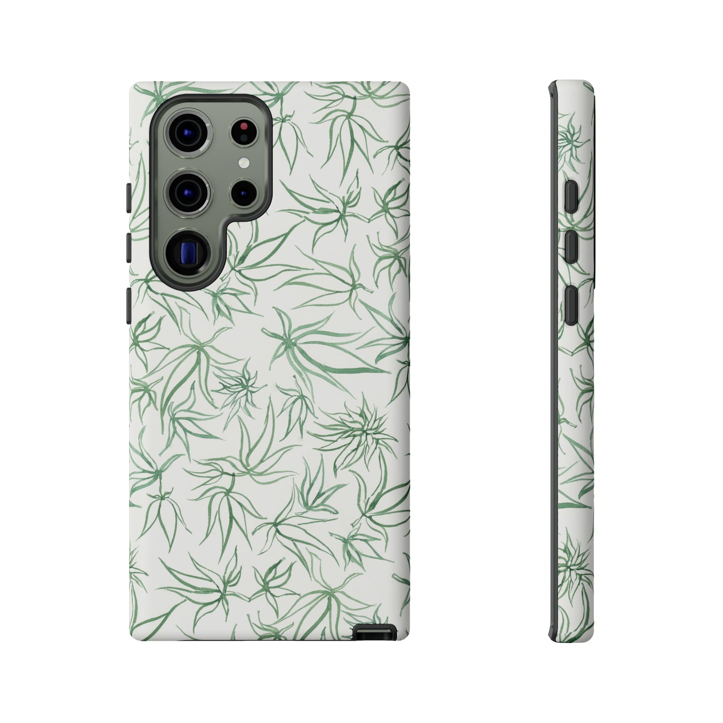 Tough Cell Phone Cases - Cannabis Sketches in Green