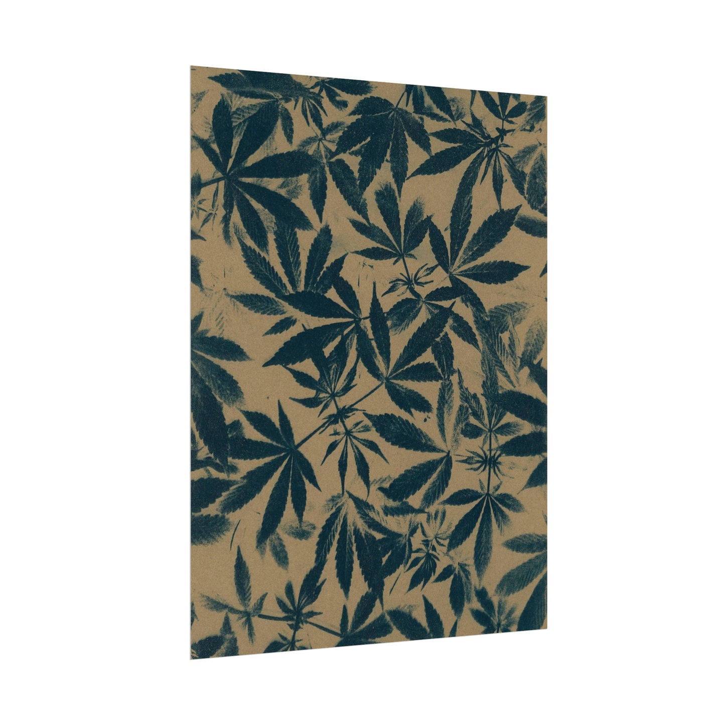 Fine Art Reproductions - Archival, Textured Watercolor Matte Prints - Cannabis Cyanotype on Kraft Print