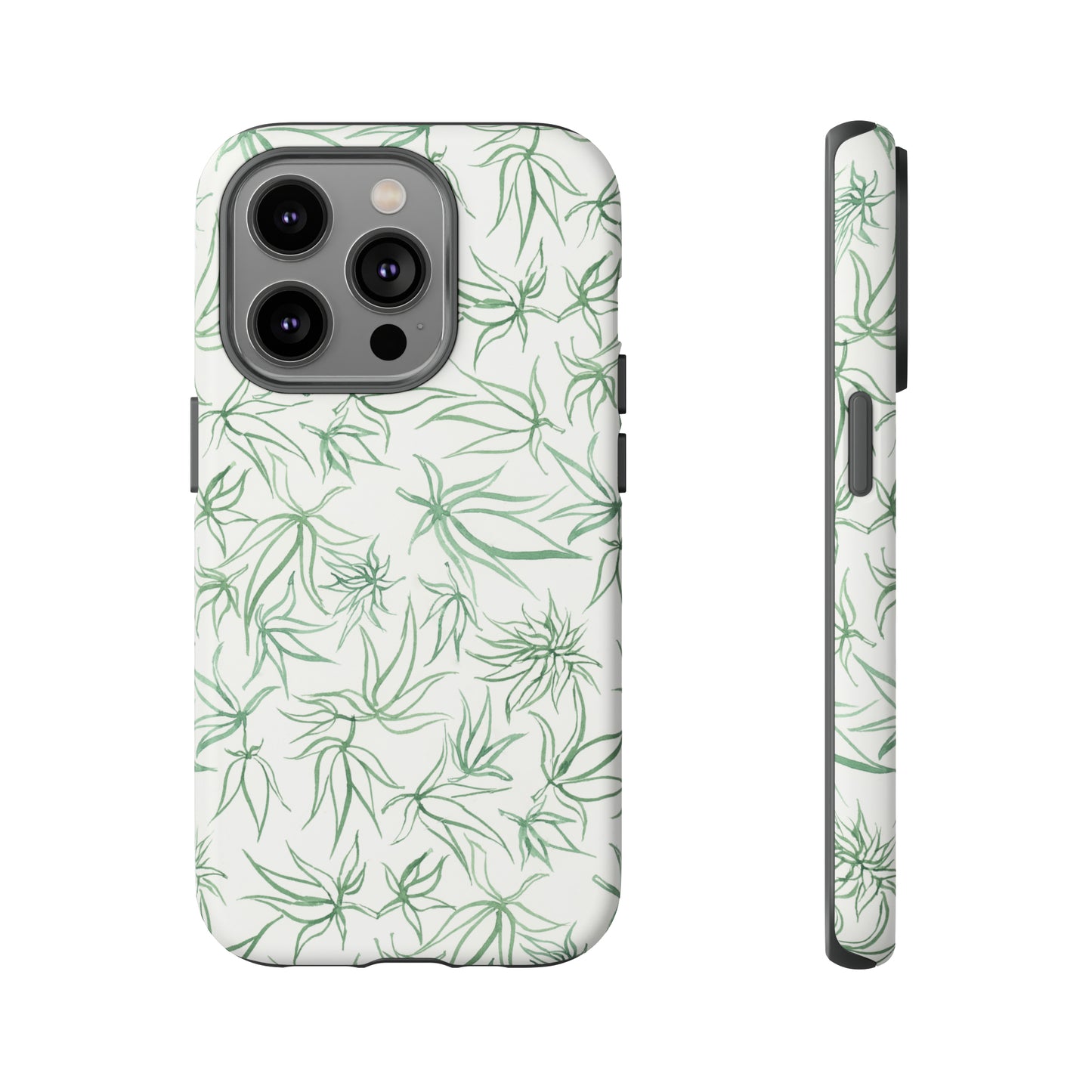 Tough Cell Phone Cases - Cannabis Sketches in Green