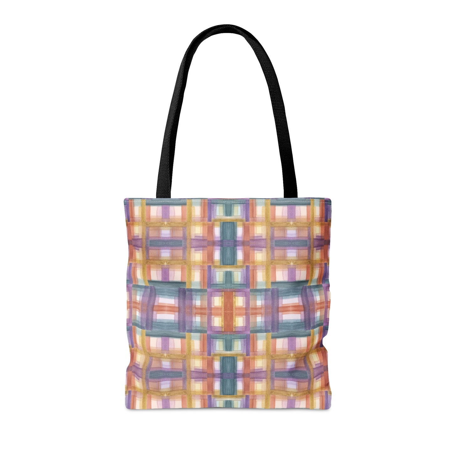 Tote Bag - Painterly Plaid, Warm Tones