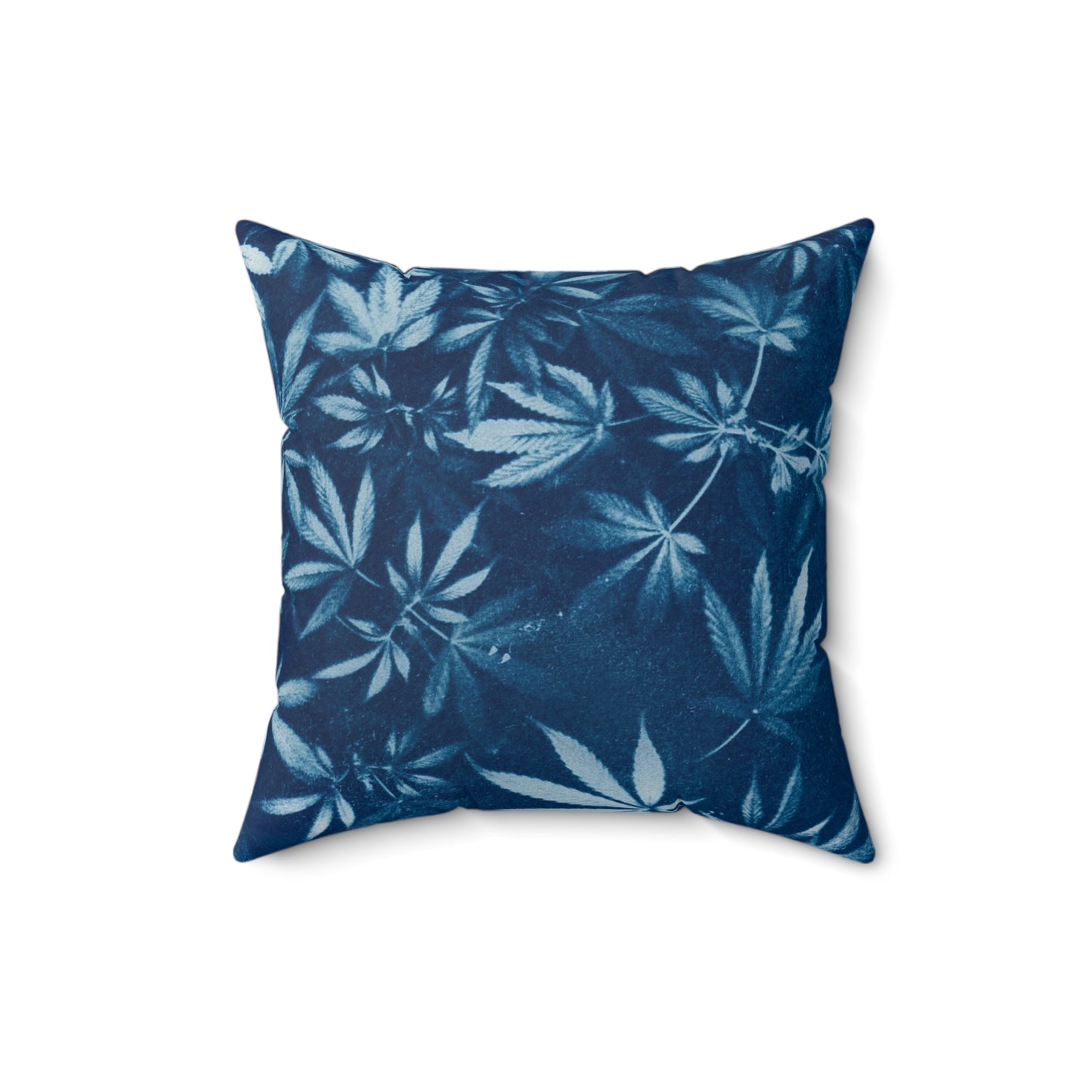 Faux Suede Square Pillow - Cyanotype Print 1