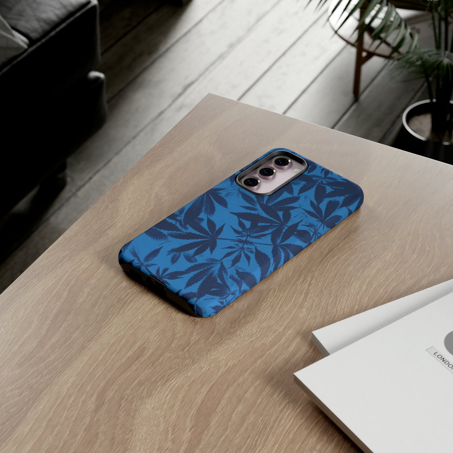 Tough Cell Phone Cases - Cyanotype on Bright Blue Print