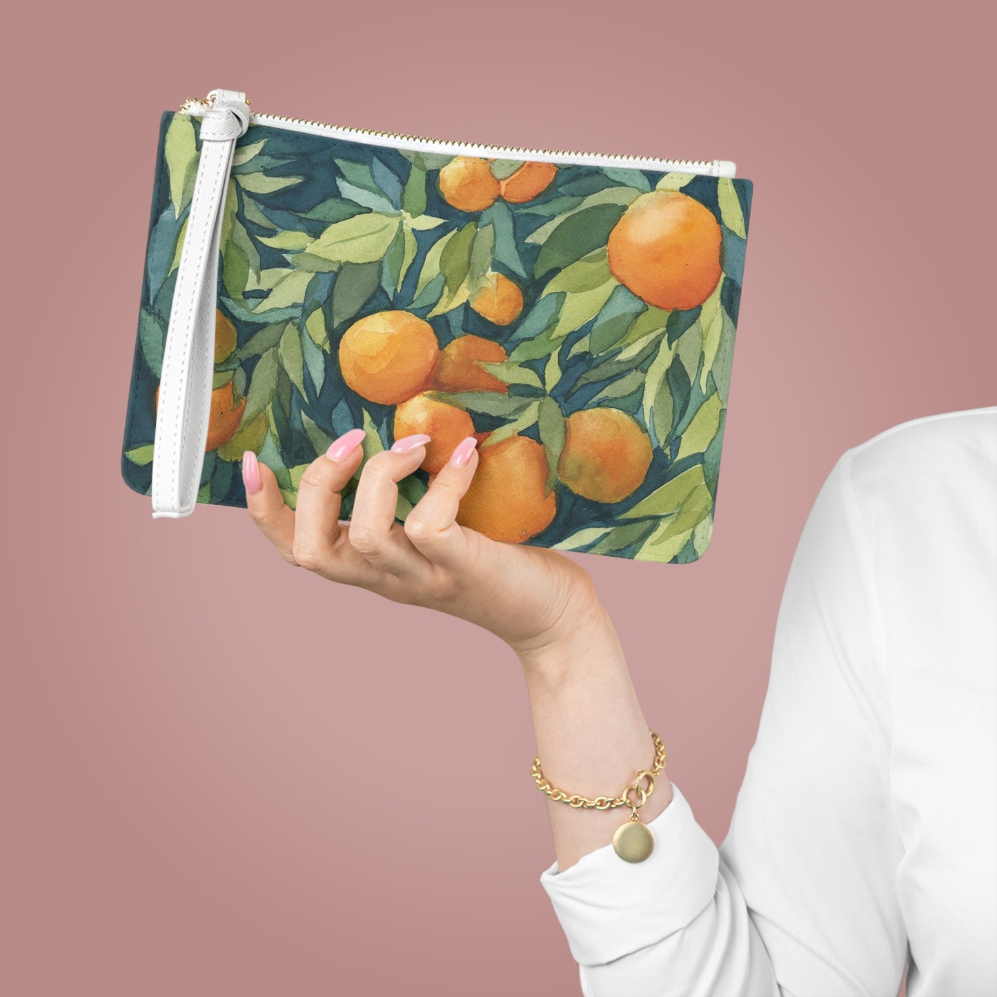 Vegan Leather Clutch Bag - Orange Grove